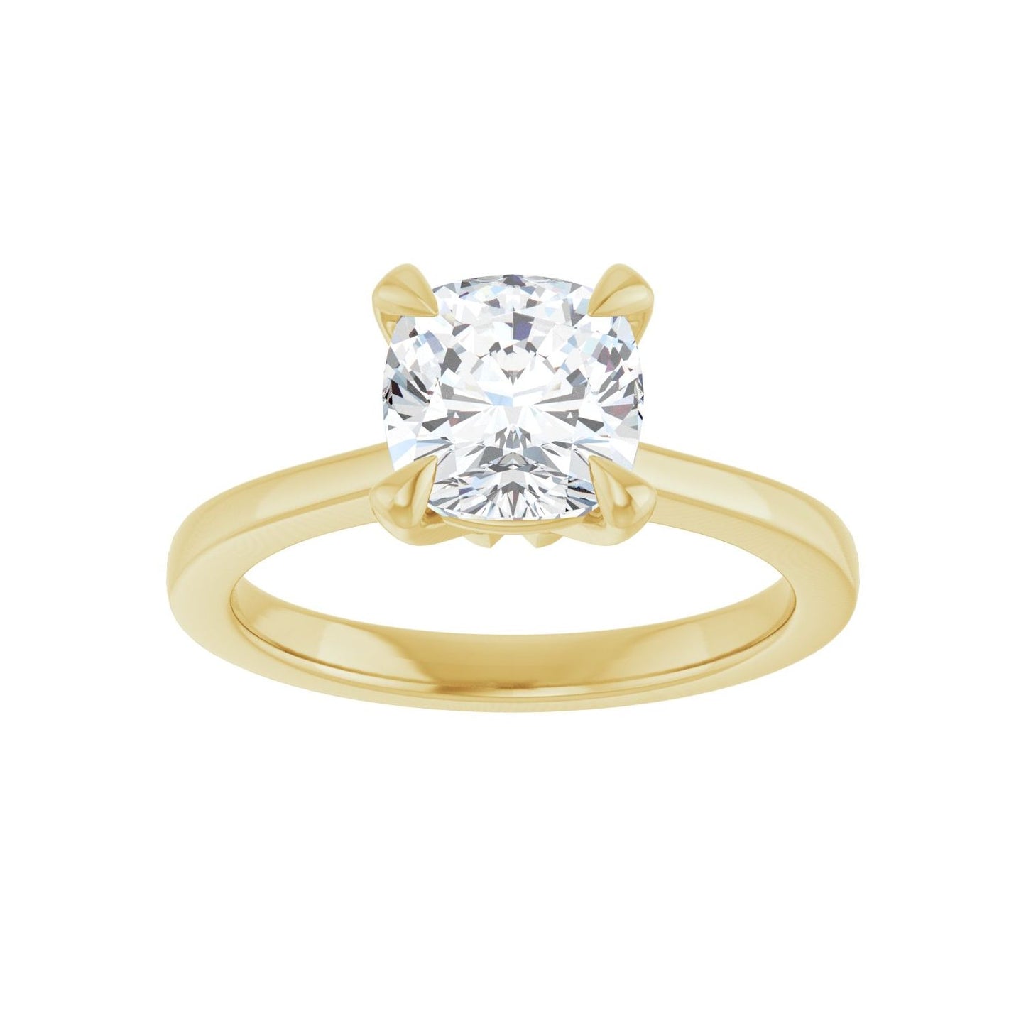 Cushion Claw-Prong Engagement Ring | Metal Type=14K Yellow Gold | Center Stone Size=2 CT | Image 3