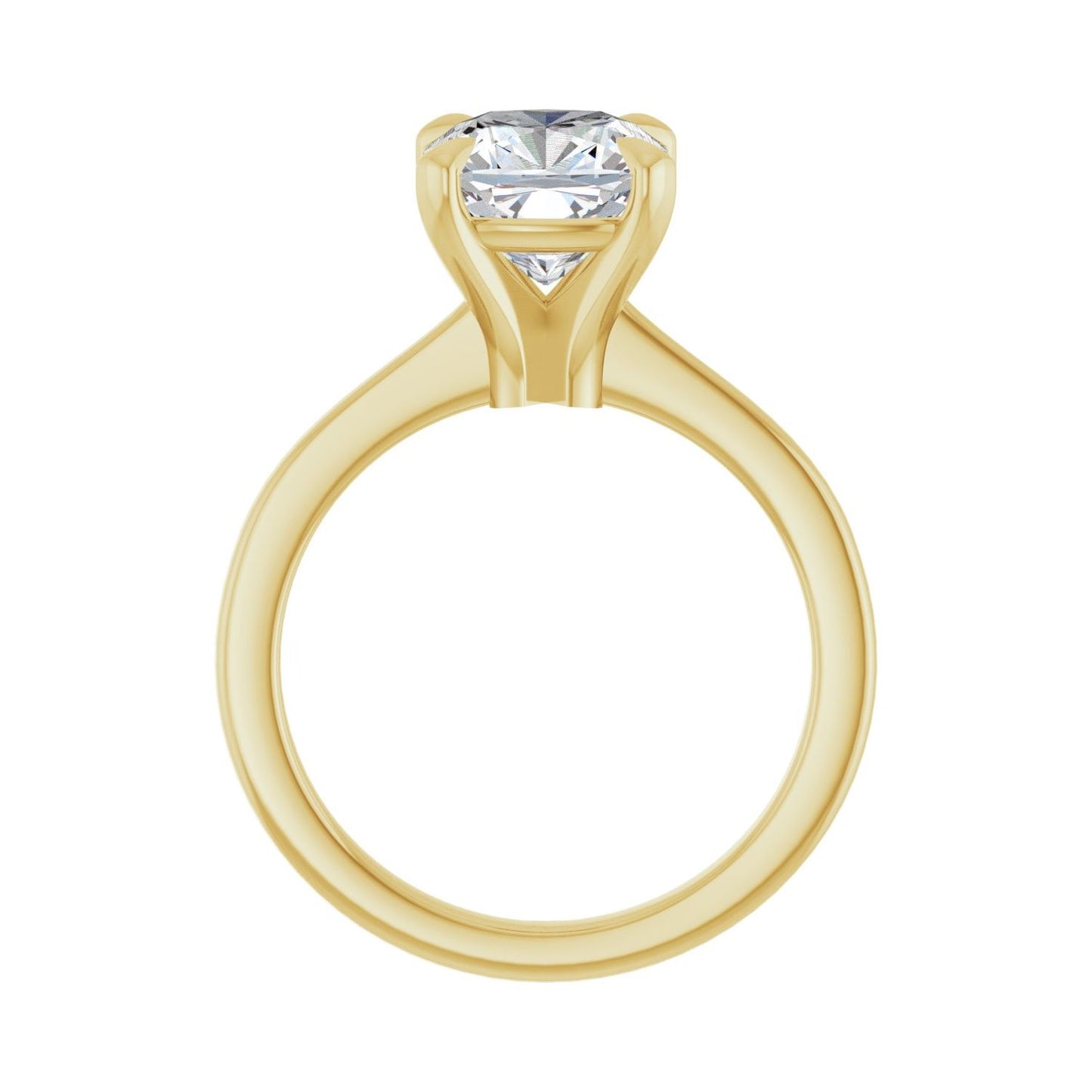 Cushion Claw-Prong Engagement Ring | Metal Type=14K Yellow Gold | Center Stone Size=3 CT | Image 2