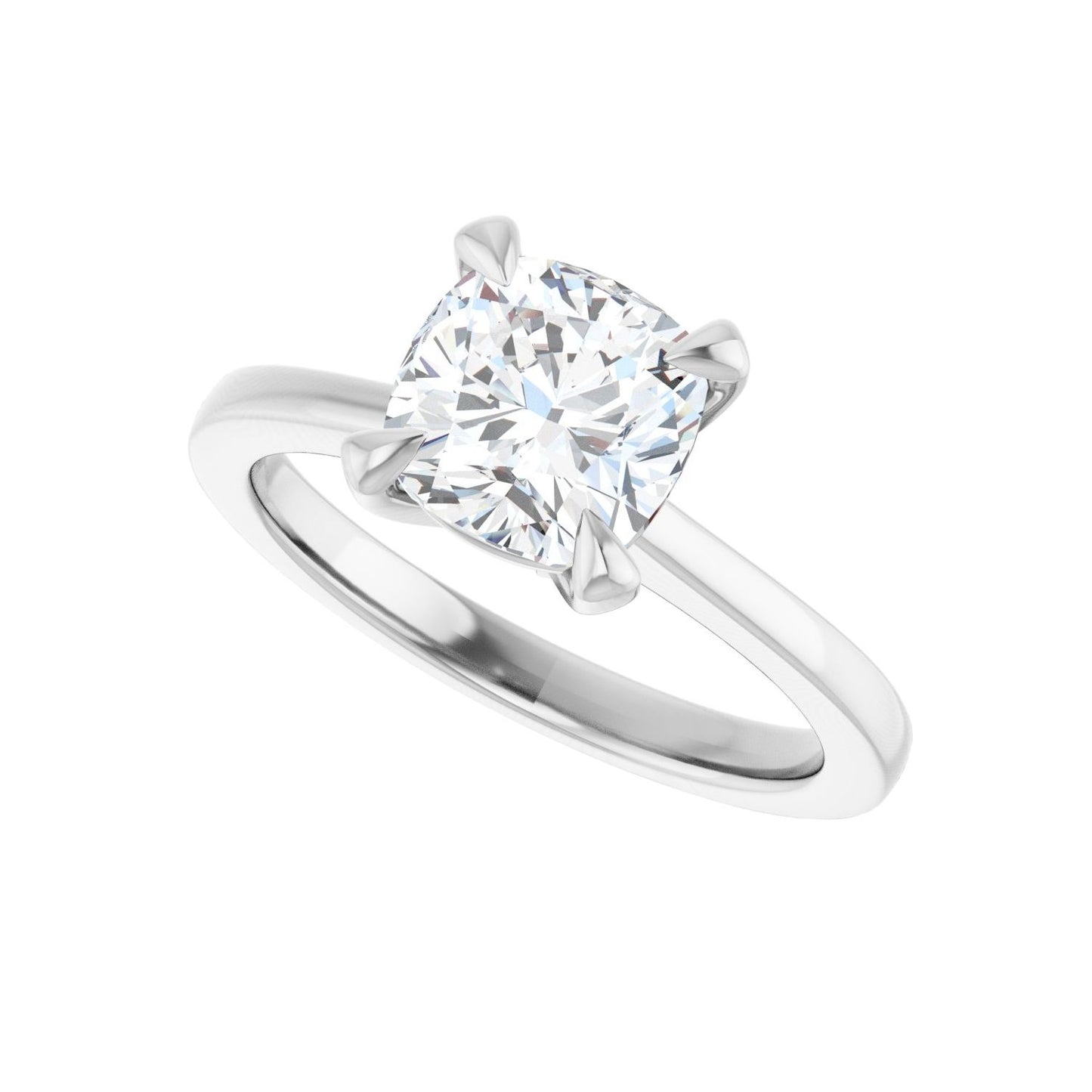 Cushion Claw-Prong Engagement Ring | Metal Type=14K White Gold | Center Stone Size=2 CT | Image 5