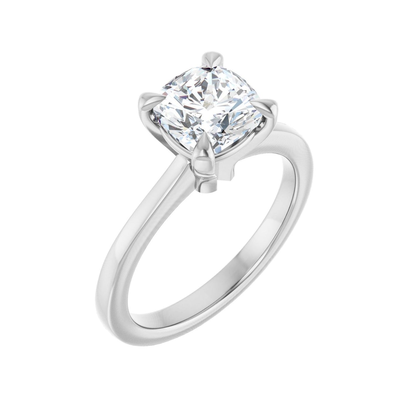 Cushion Claw-Prong Engagement Ring | Metal Type=14K White Gold | Center Stone Size=2 CT | Image 1