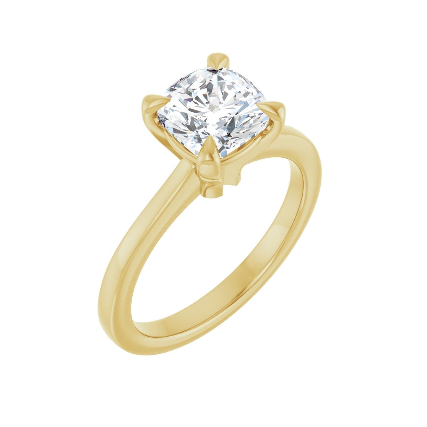 Cushion Claw-Prong Engagement Ring | Metal Type=14K Yellow Gold | Center Stone Size=2 CT | Image 1