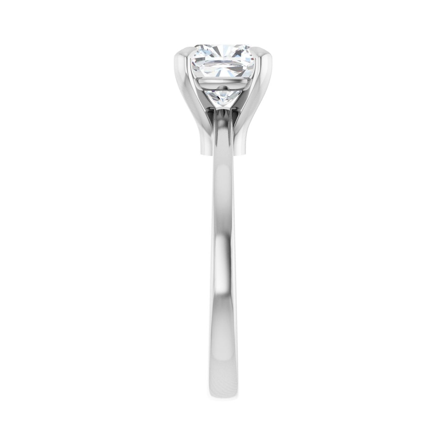 Cushion Claw-Prong Engagement Ring | Metal Type=14K White Gold | Center Stone Size=2 CT | Image 4