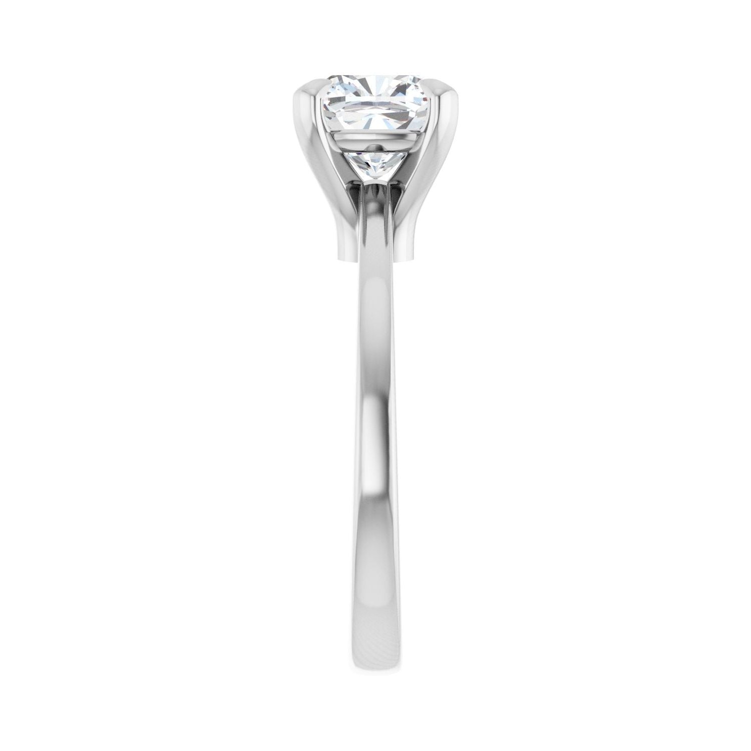 Cushion Claw-Prong Engagement Ring | Metal Type=14K White Gold | Center Stone Size=2 CT | Image 4