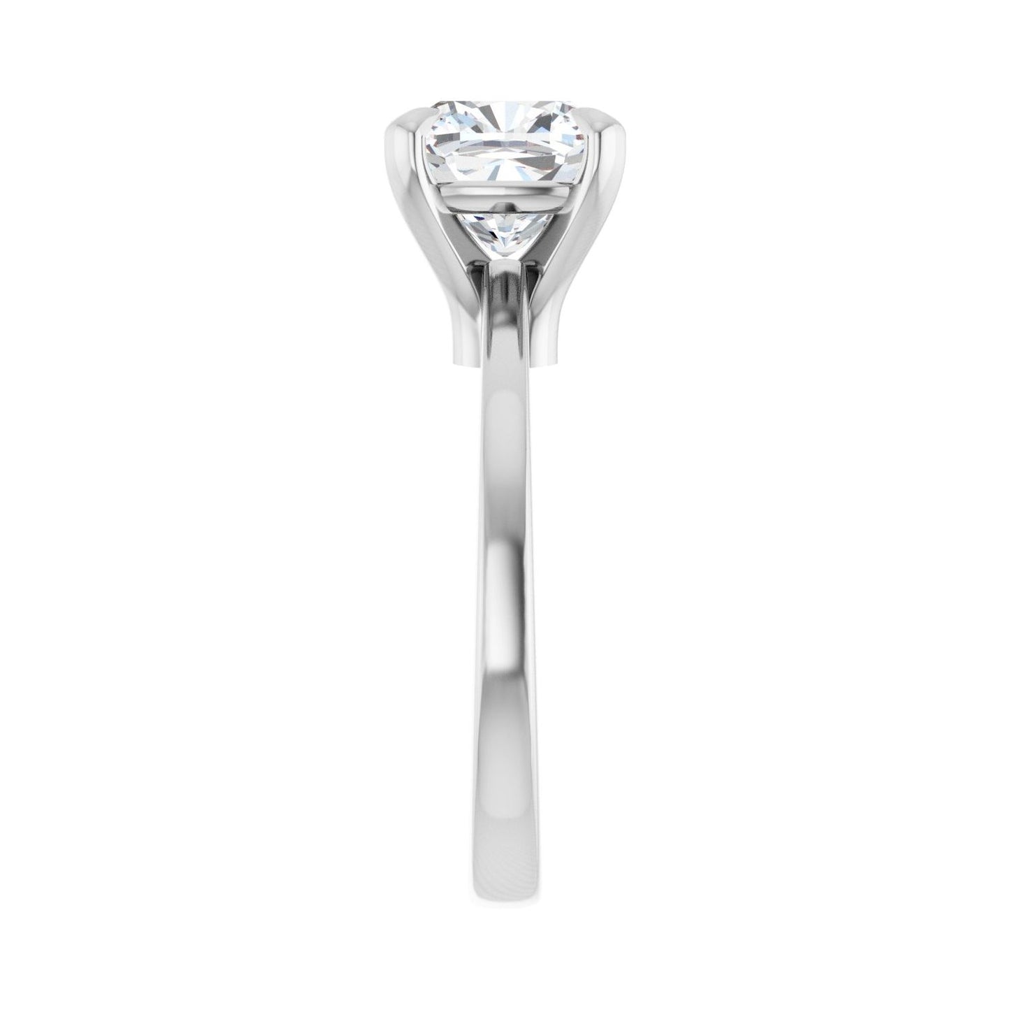 Cushion Claw-Prong Engagement Ring | Metal Type=14K White Gold | Center Stone Size=3 CT | Image 4
