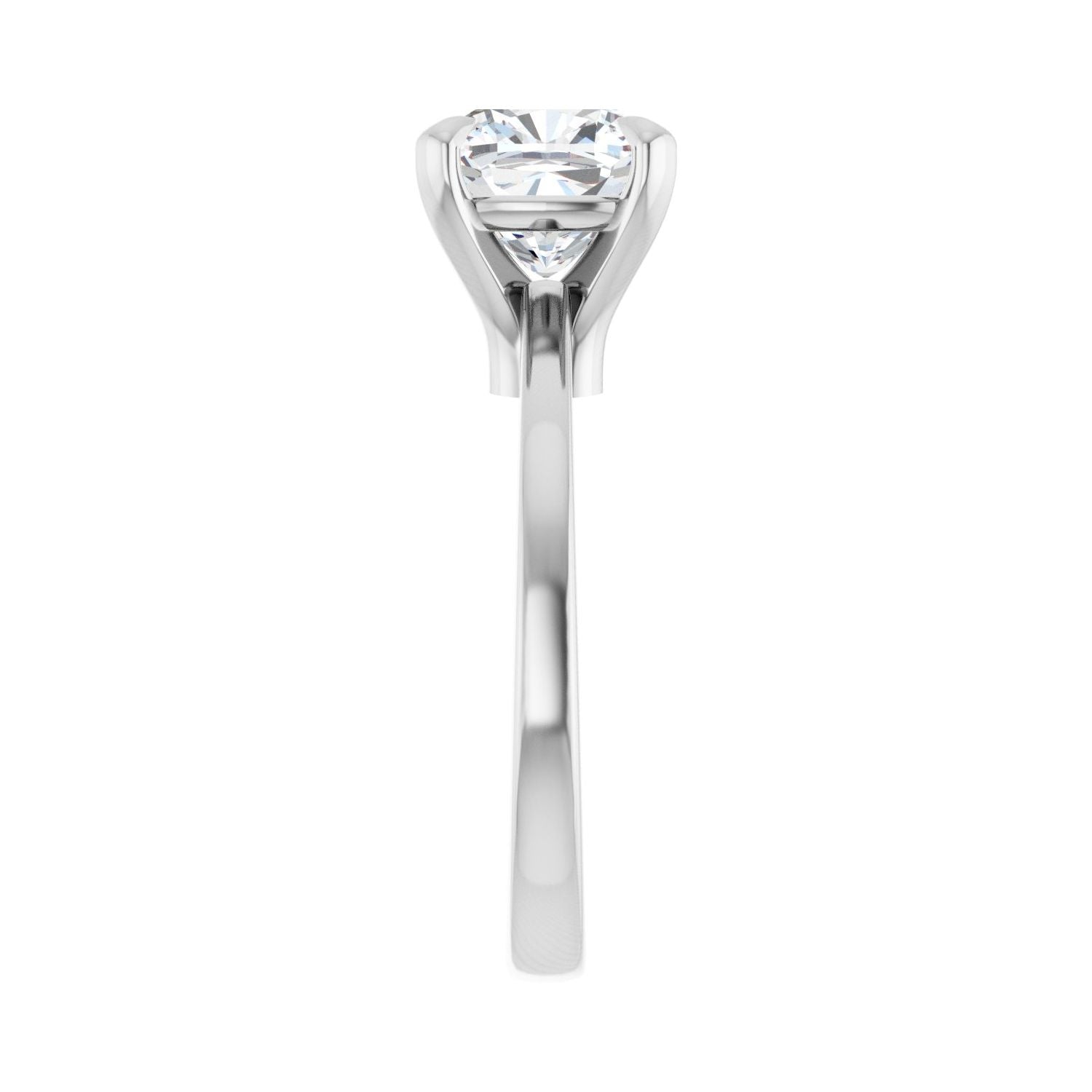 Cushion Claw-Prong Engagement Ring | Metal Type=14K White Gold | Center Stone Size=3 CT | Image 4