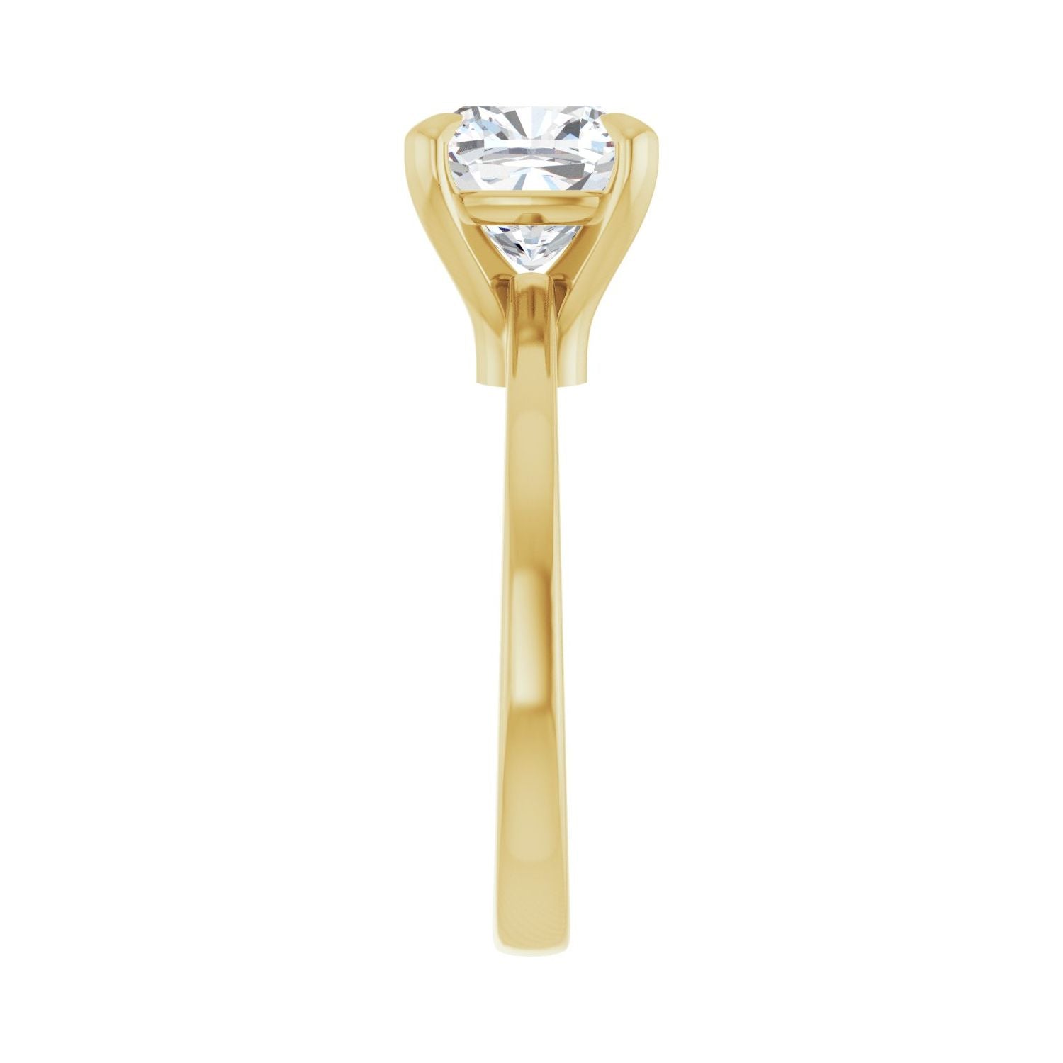 Cushion Claw-Prong Engagement Ring | Metal Type=14K Yellow Gold | Center Stone Size=3 CT | Image 4