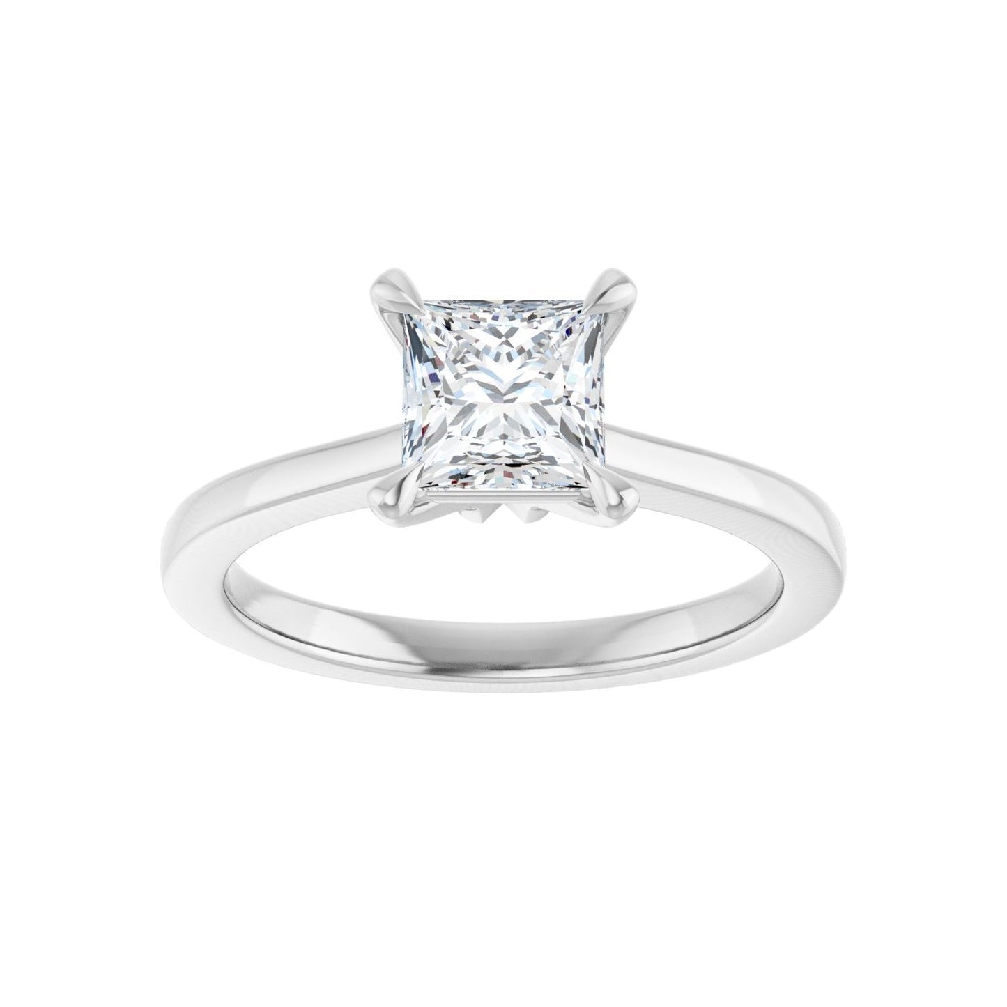 Square Claw-Prong Engagement Ring | Metal Type=14K White Gold | Center Stone Size=1 CT | Image 3