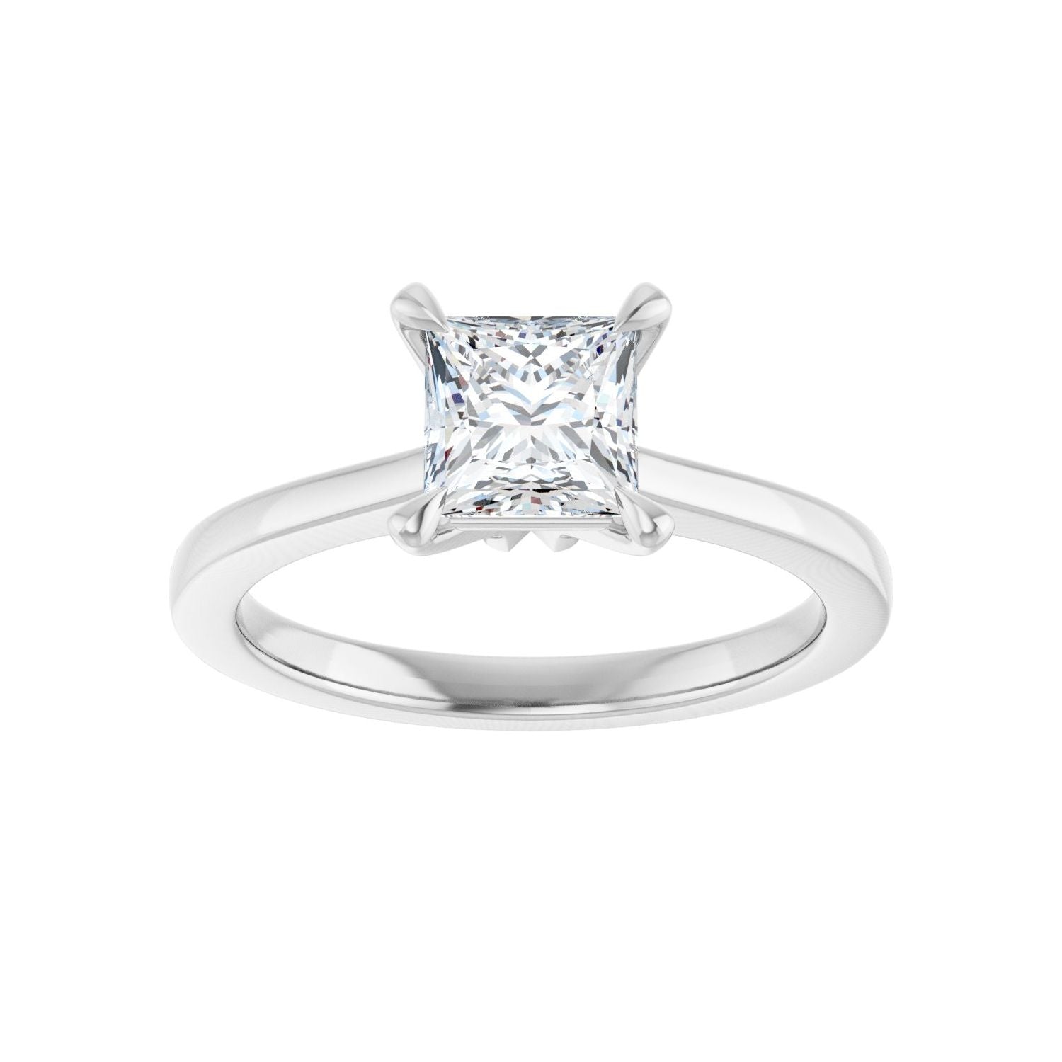 Square Claw-Prong Engagement Ring | Metal Type=14K White Gold | Center Stone Size=1 CT | Image 3