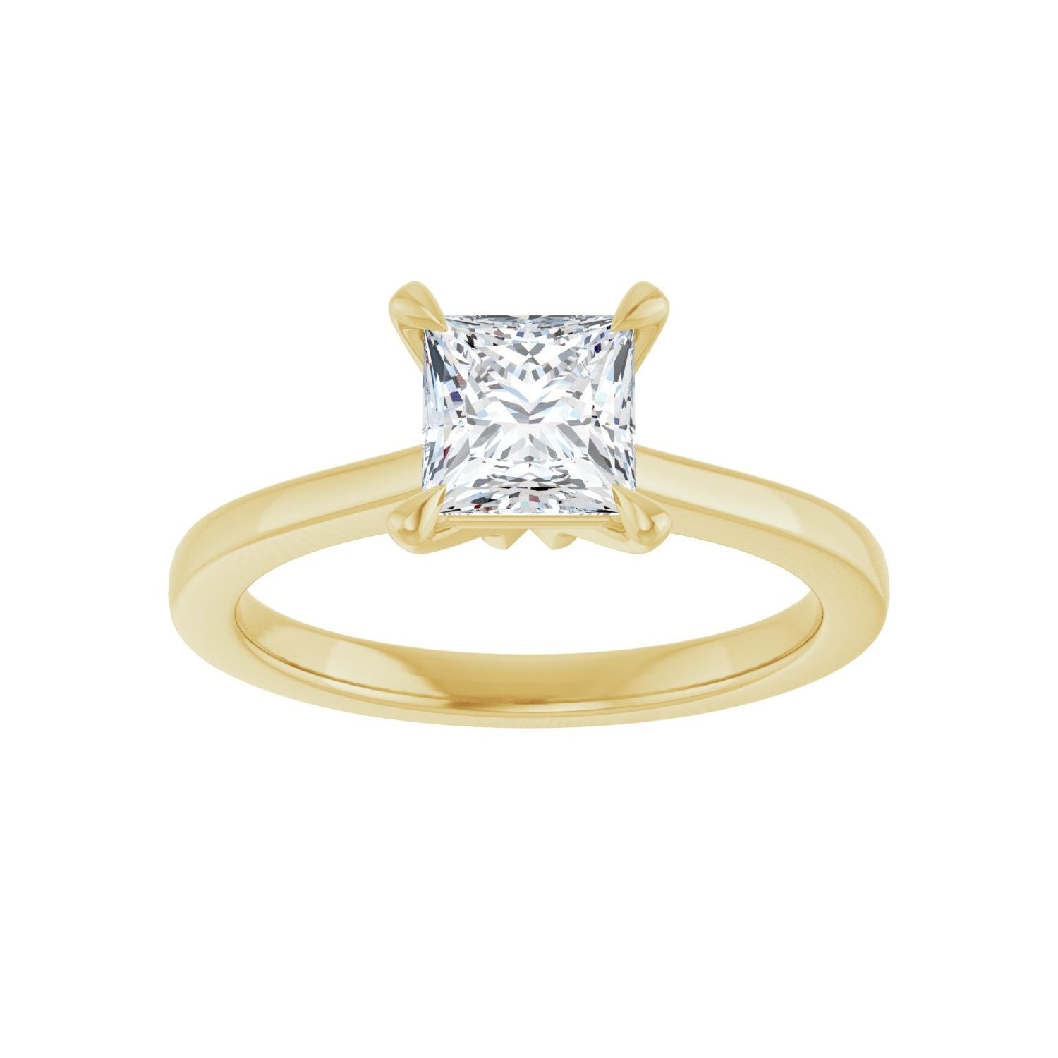 Square Claw-Prong Engagement Ring | Metal Type=14K Yellow Gold | Center Stone Size=1 CT | Image 3