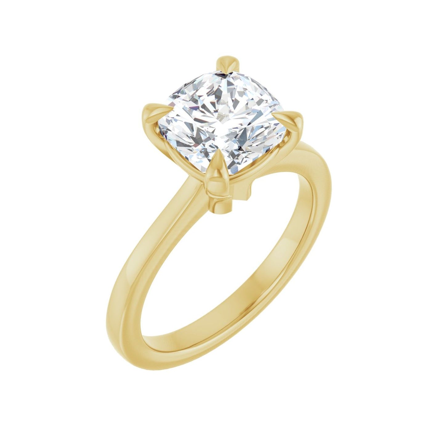 Cushion Claw-Prong Engagement Ring | Metal Type=14K Yellow Gold | Center Stone Size=3 CT | Image 1