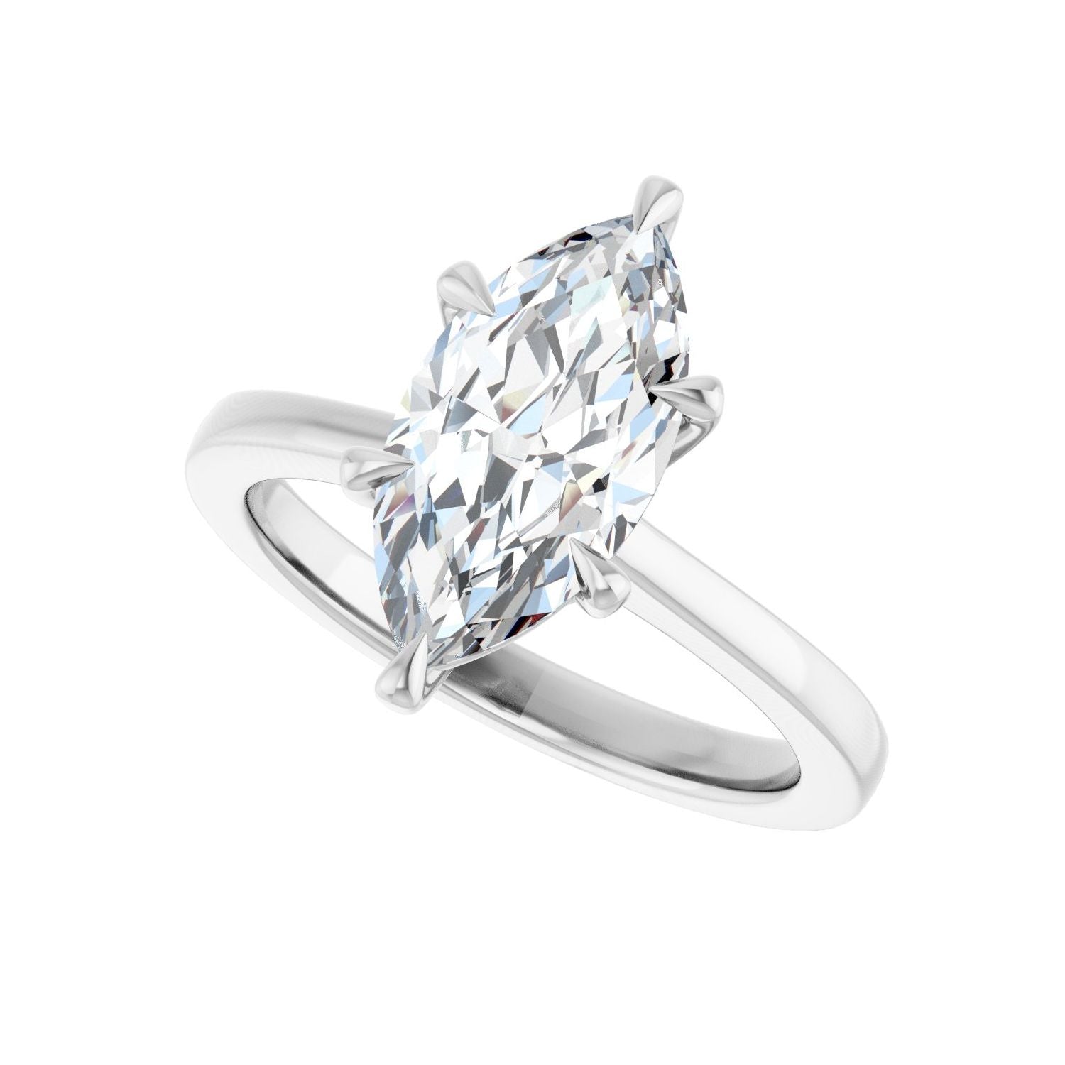 Marquise Claw-Prong Engagement Ring | Metal Type=14K White Gold | Center Stone Size=2 CT | Image 5