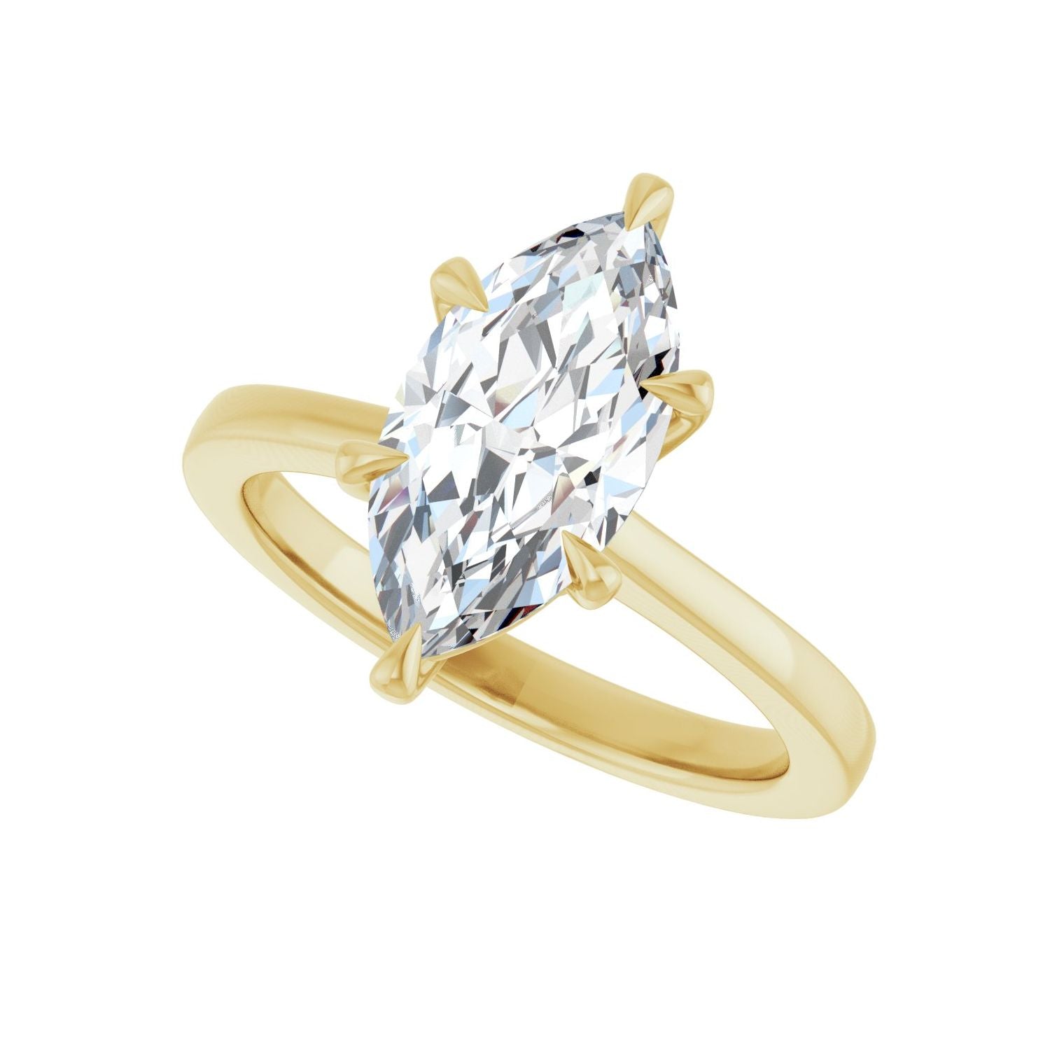 Marquise Claw-Prong Engagement Ring | Metal Type=14K Yellow Gold | Center Stone Size=2 CT | Image 5