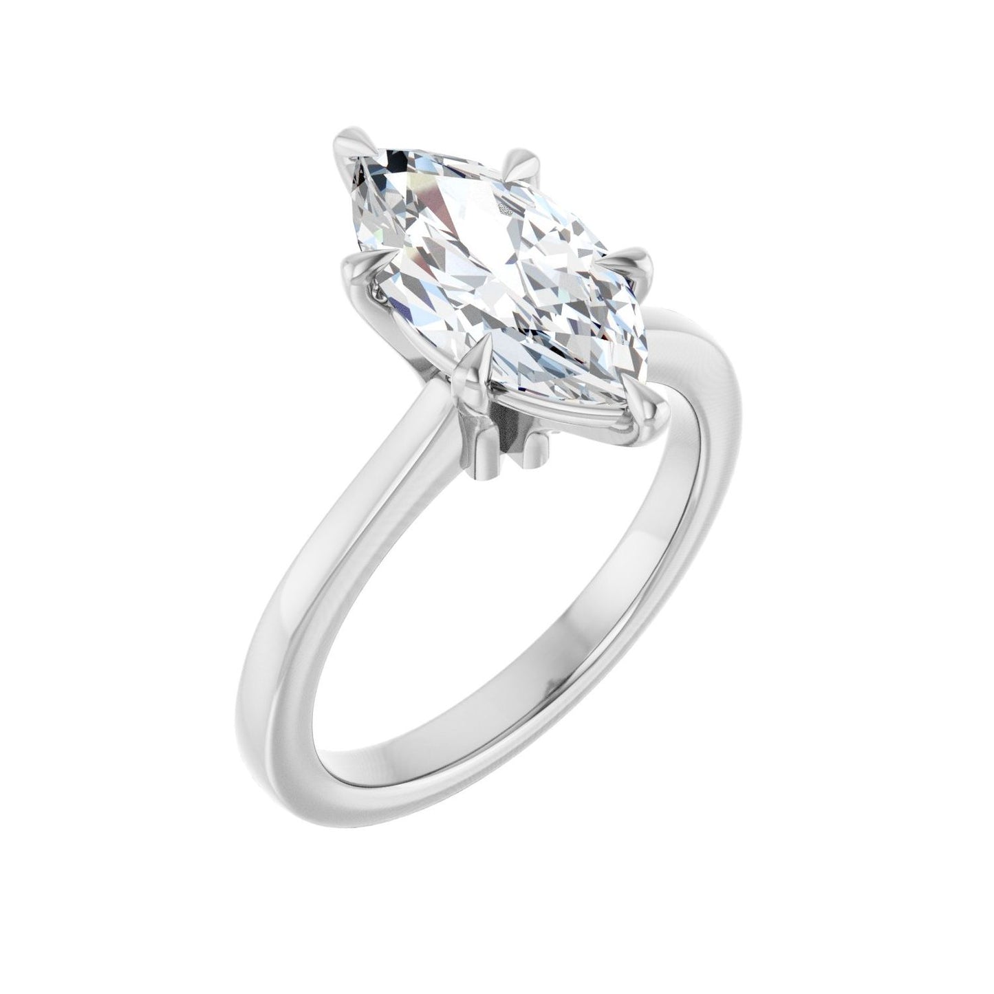 Marquise Claw-Prong Engagement Ring | Metal Type=14K White Gold | Center Stone Size=2 CT | Image 1