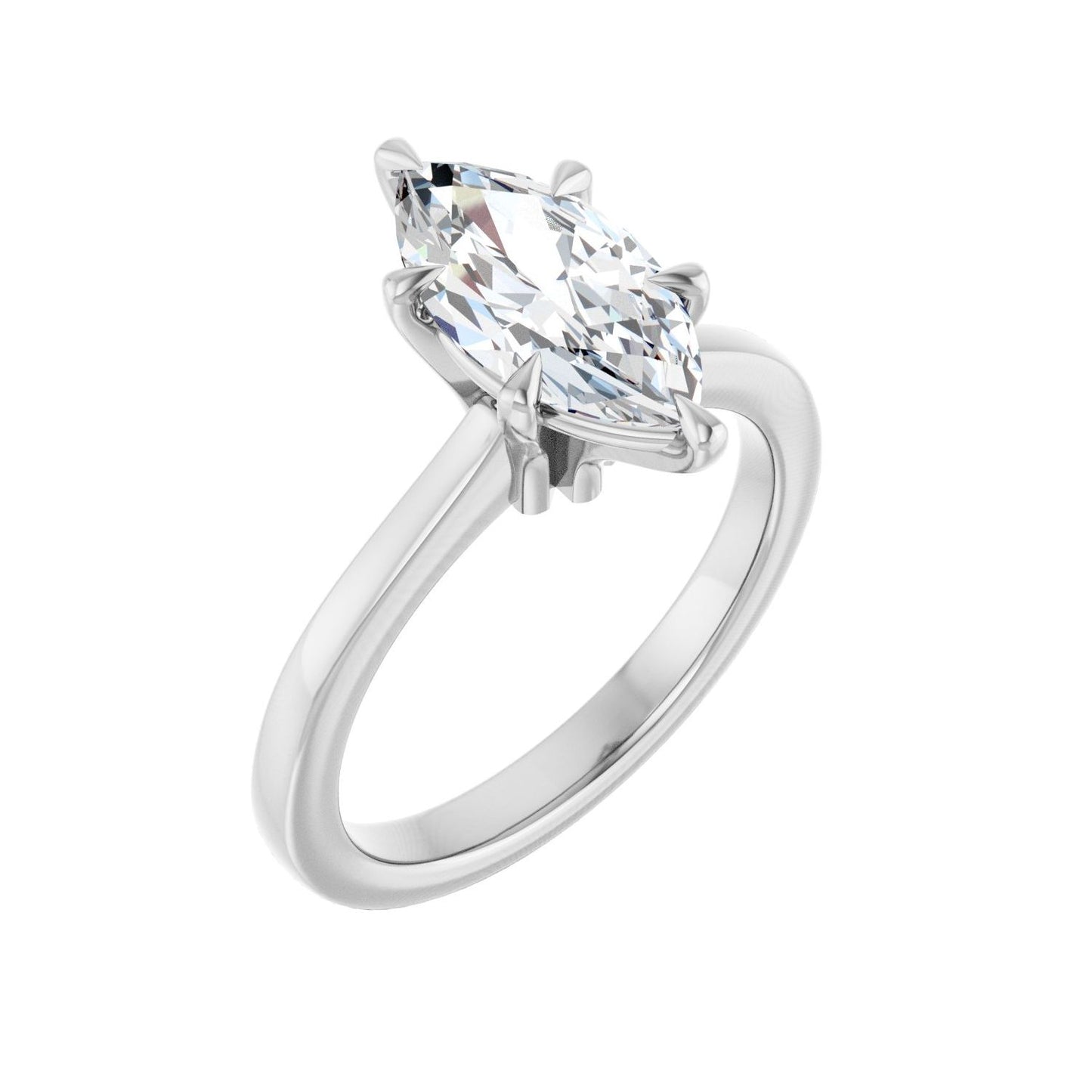 Marquise Claw-Prong Engagement Ring | Metal Type=14K White Gold | Center Stone Size=1.5 CT | Image 1