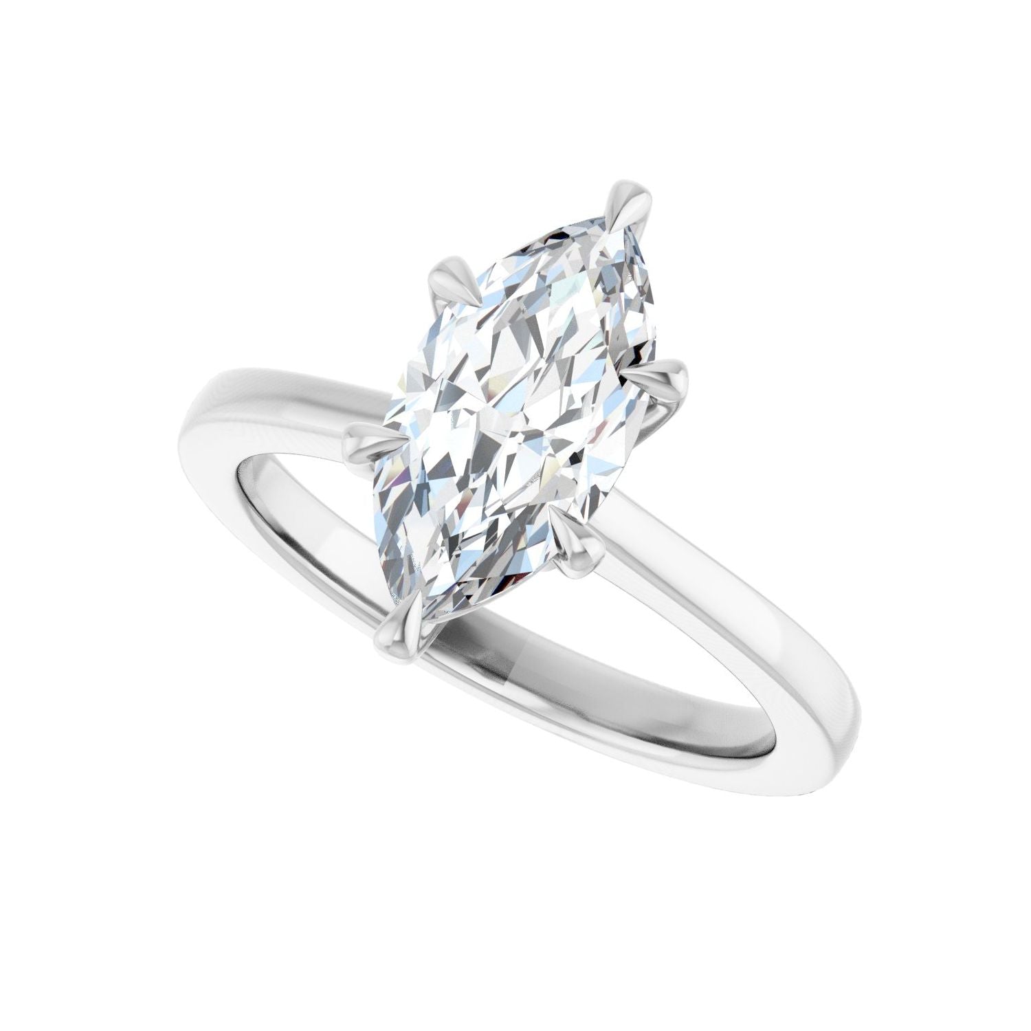 Marquise Claw-Prong Engagement Ring | Metal Type=14K White Gold | Center Stone Size=1.5 CT | Image 5
