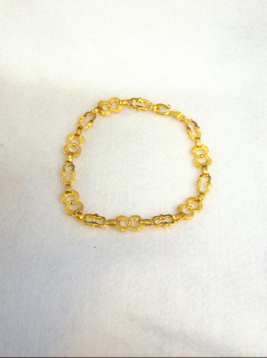 24K Solid Gold Bracelet – Floral Link Design | New | 999 Gold