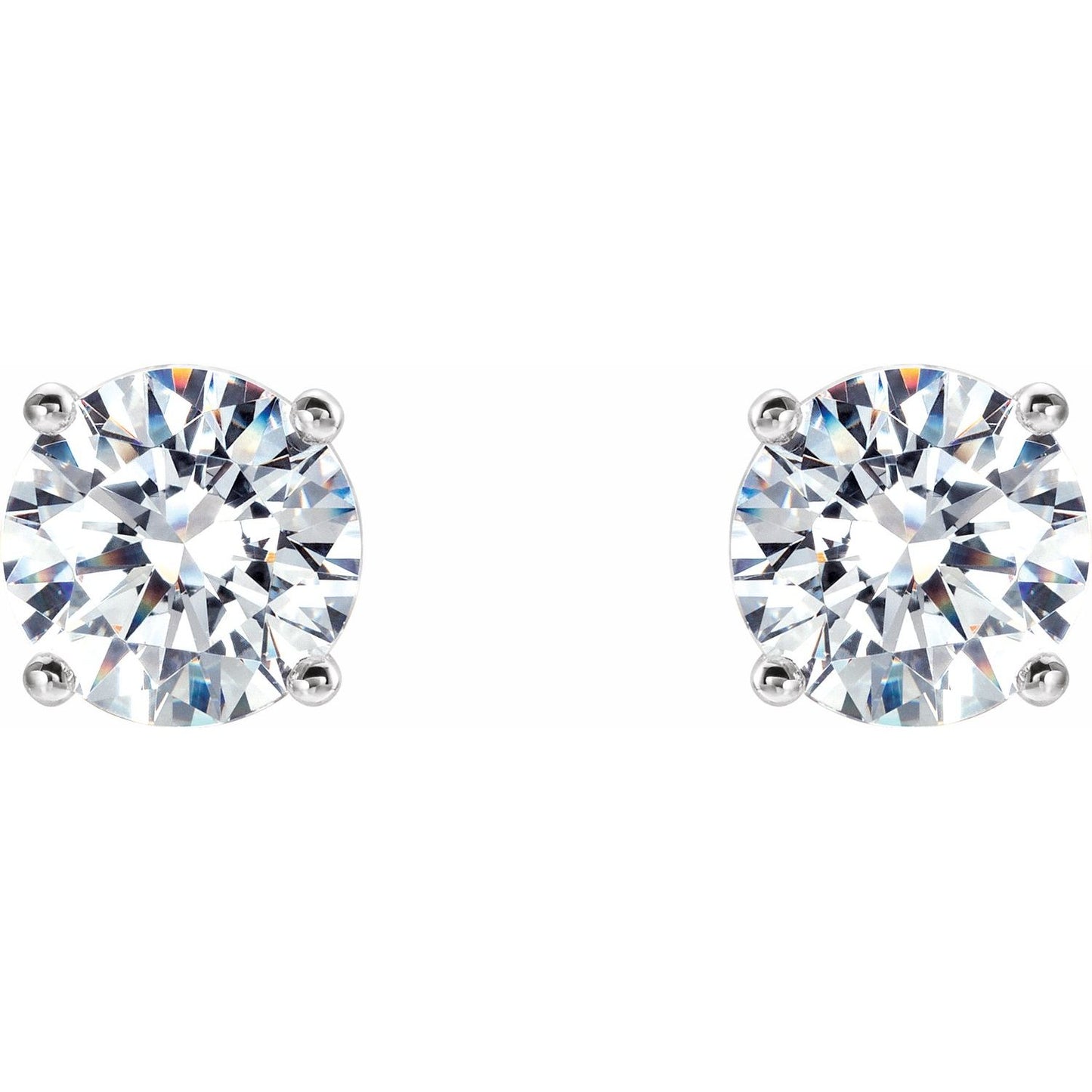 Round 4-Prong Cocktail-Style Stud Earrings | Metal Type=14K White Gold | Center Stone Size=3 TCW | Image 2