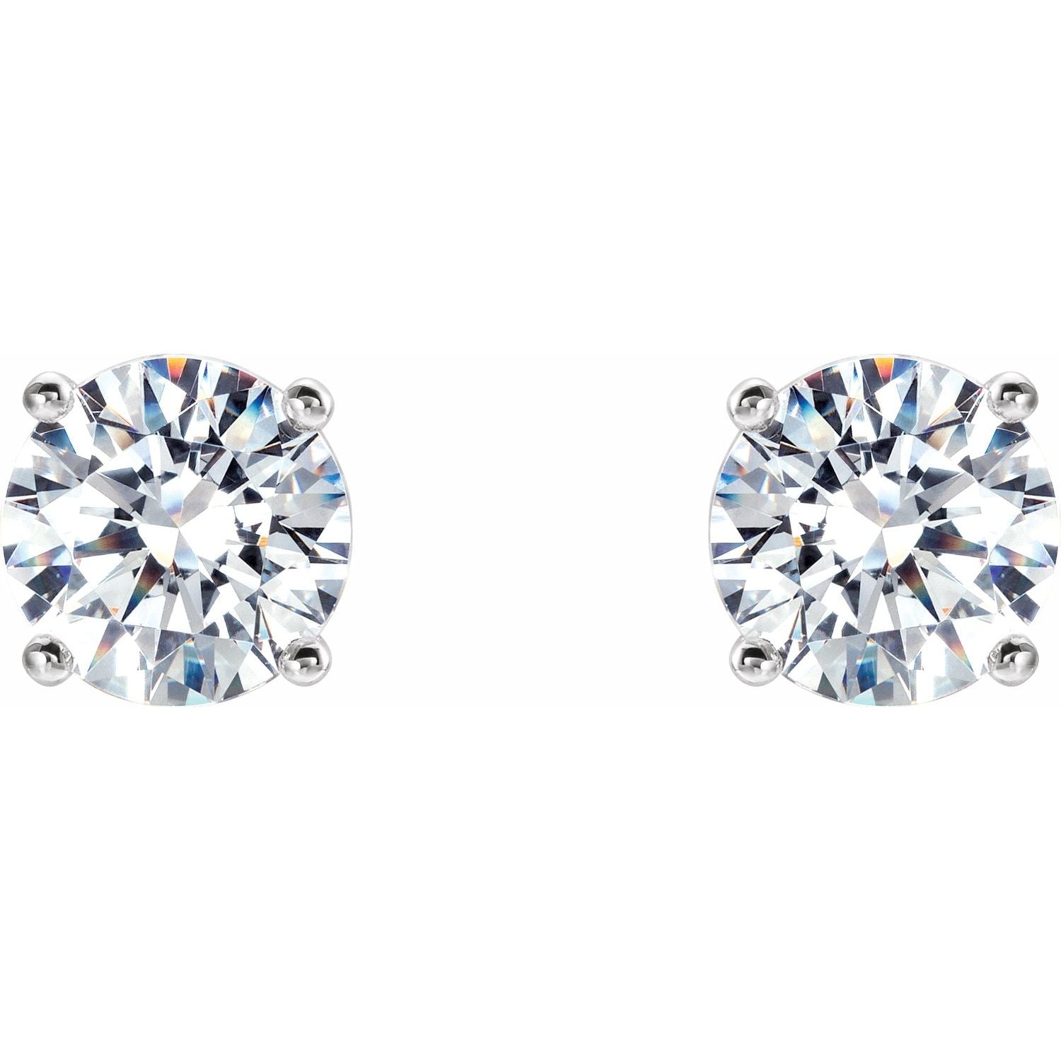 Round 4-Prong Cocktail-Style Stud Earrings | Metal Type=14K White Gold | Center Stone Size=3 TCW | Image 2