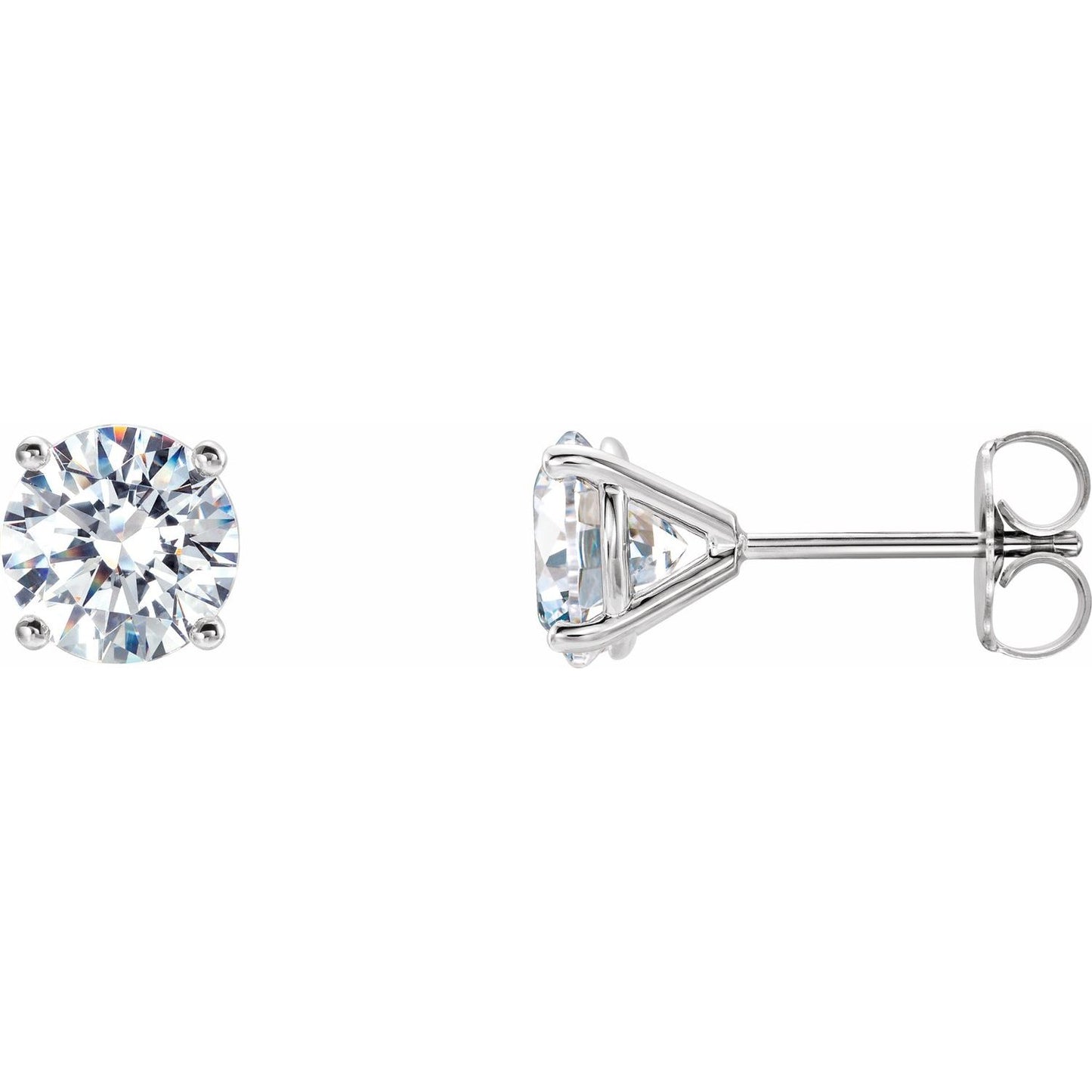 Round 4-Prong Cocktail-Style Stud Earrings | Metal Type=14K White Gold | Center Stone Size=3 TCW | Image 1