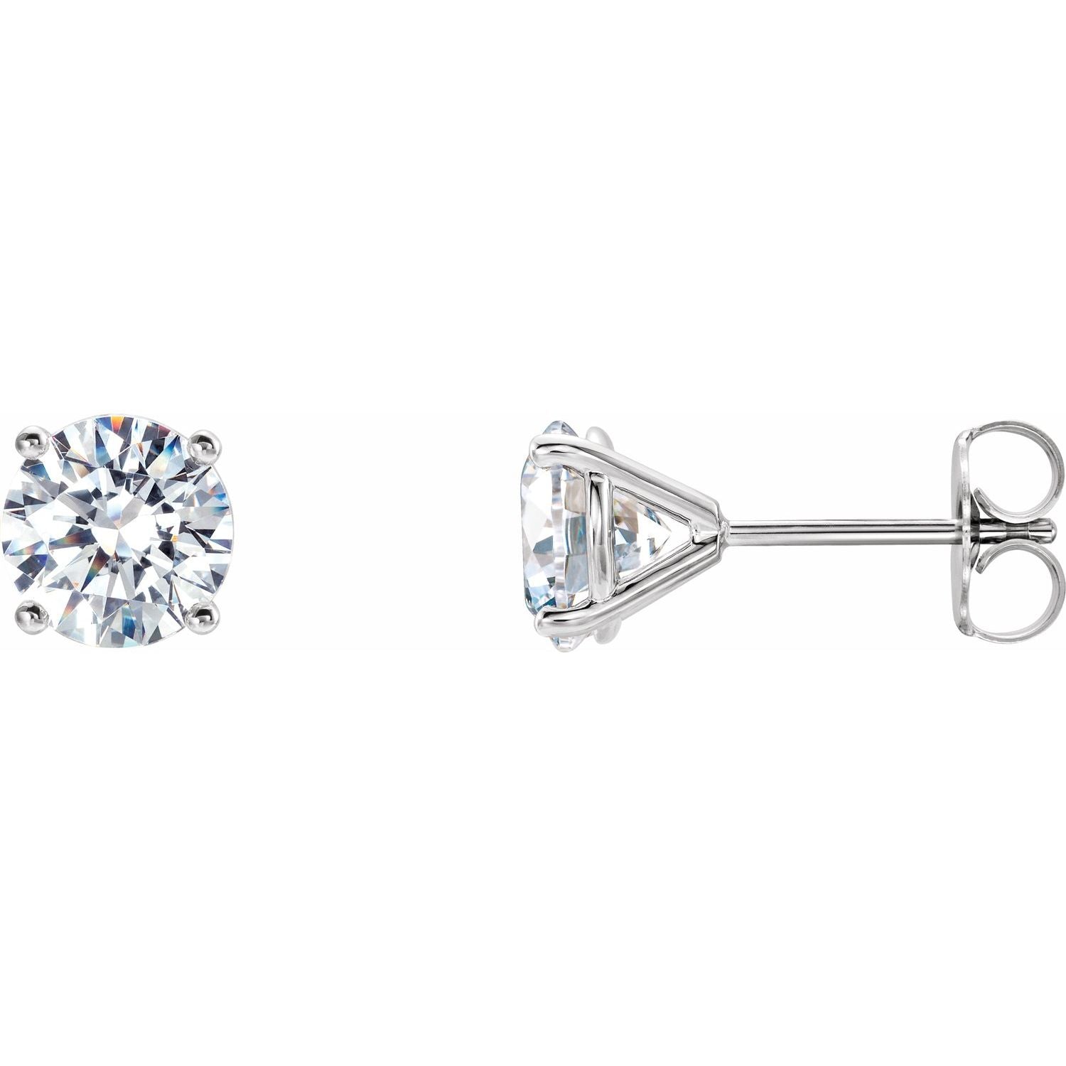 Round 4-Prong Cocktail-Style Stud Earrings | Metal Type=14K White Gold | Center Stone Size=3 TCW | Image 1