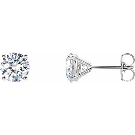 Round 4-Prong Cocktail-Style Stud Earrings | Metal Type=14K White Gold | Center Stone Size=3 TCW | Image 1