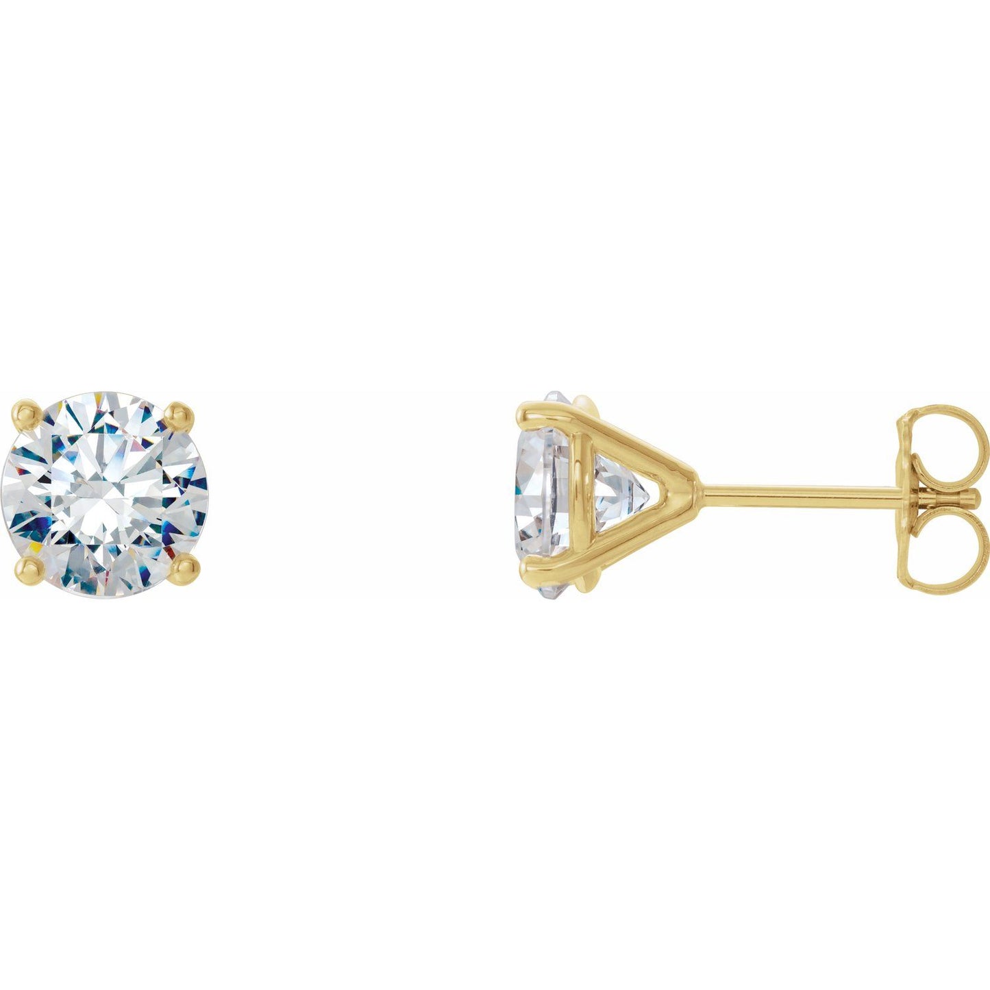 Round 4-Prong Cocktail-Style Stud Earrings | Metal Type=14K Yellow Gold | Center Stone Size=3 TCW | Image 1