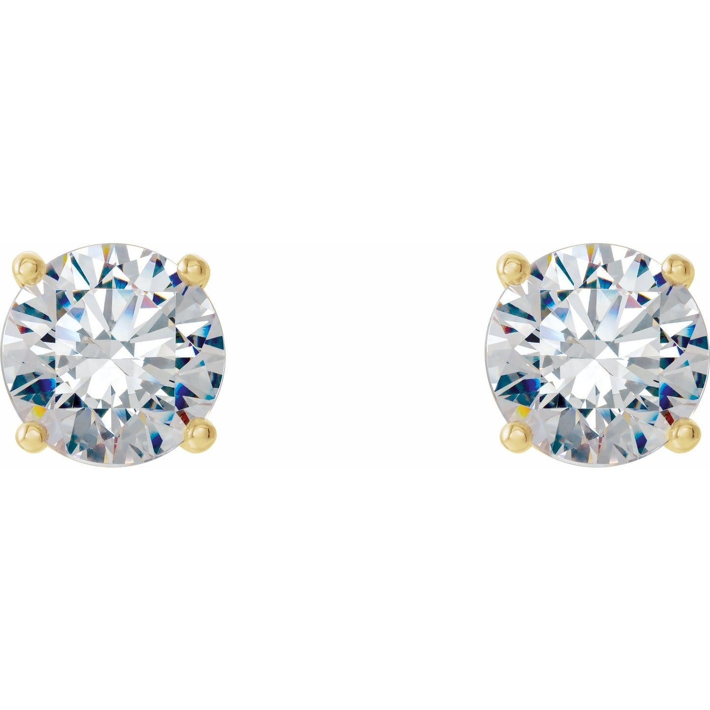Round 4-Prong Cocktail-Style Stud Earrings | Metal Type=14K Yellow Gold | Center Stone Size=3 TCW | Image 2