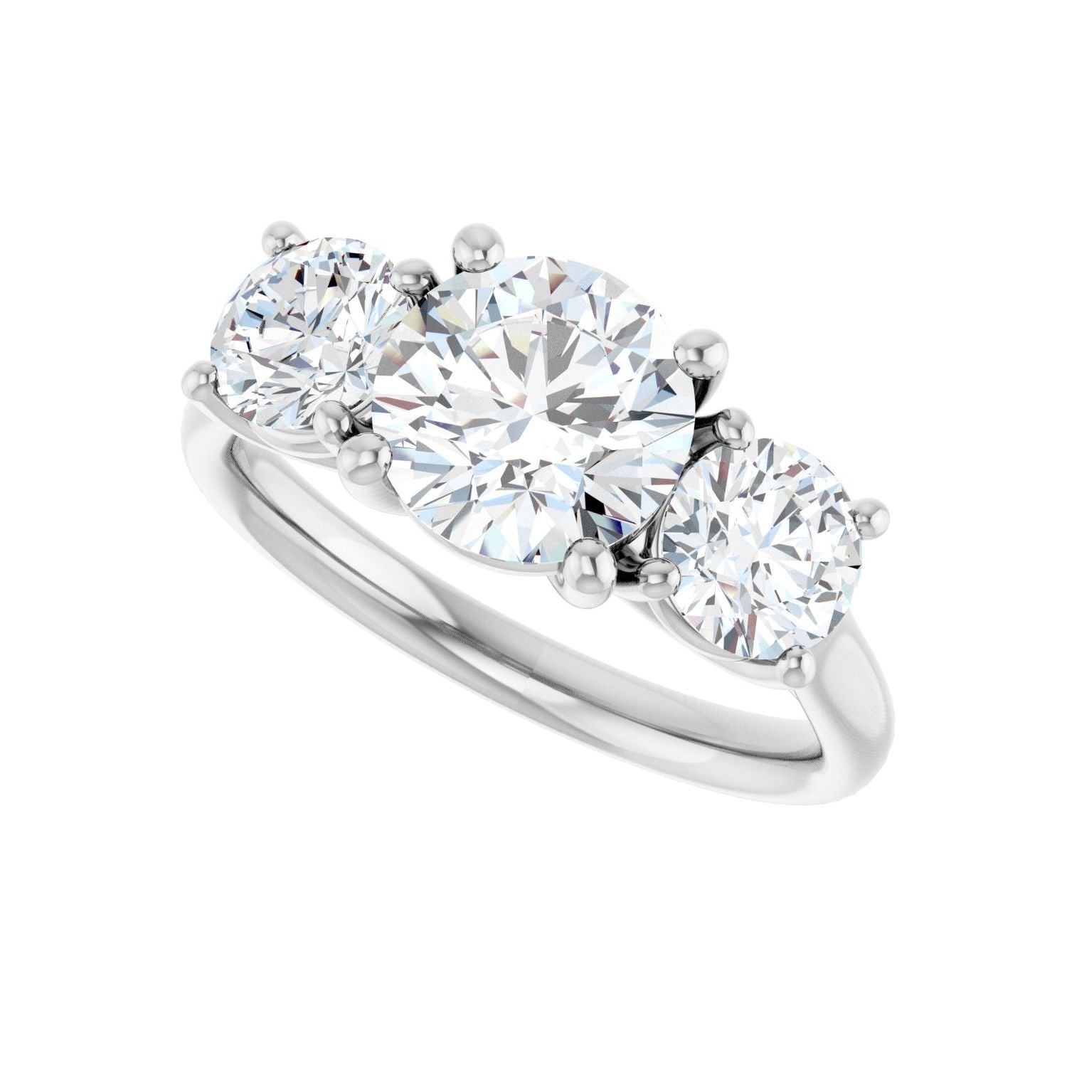 Round Three-Stone Engagement Ring | Metal Type=14K White Gold | Center Stone Size=1.5 CT | Image 5
