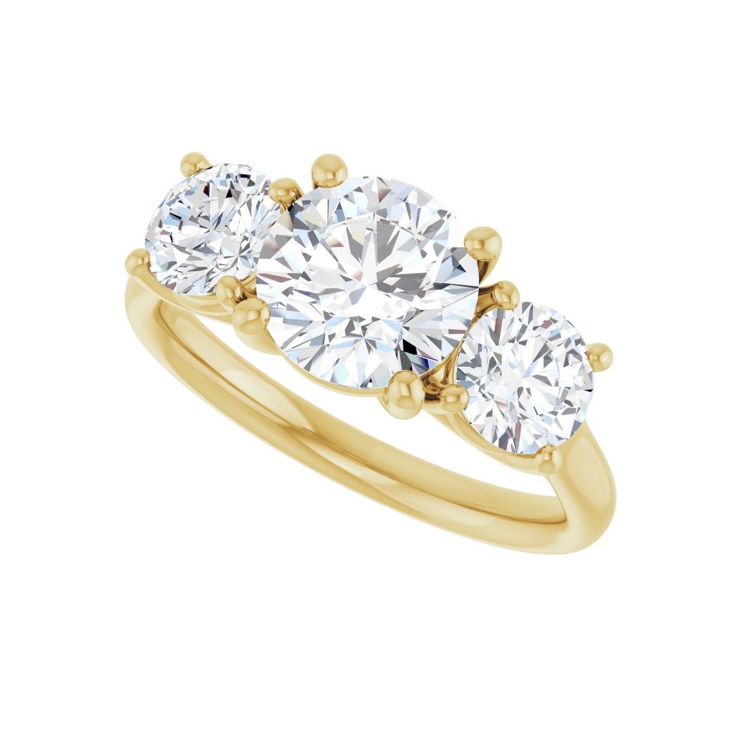 Round Three-Stone Engagement Ring | Metal Type=14K Yellow Gold | Center Stone Size=1.5 CT | Image 5