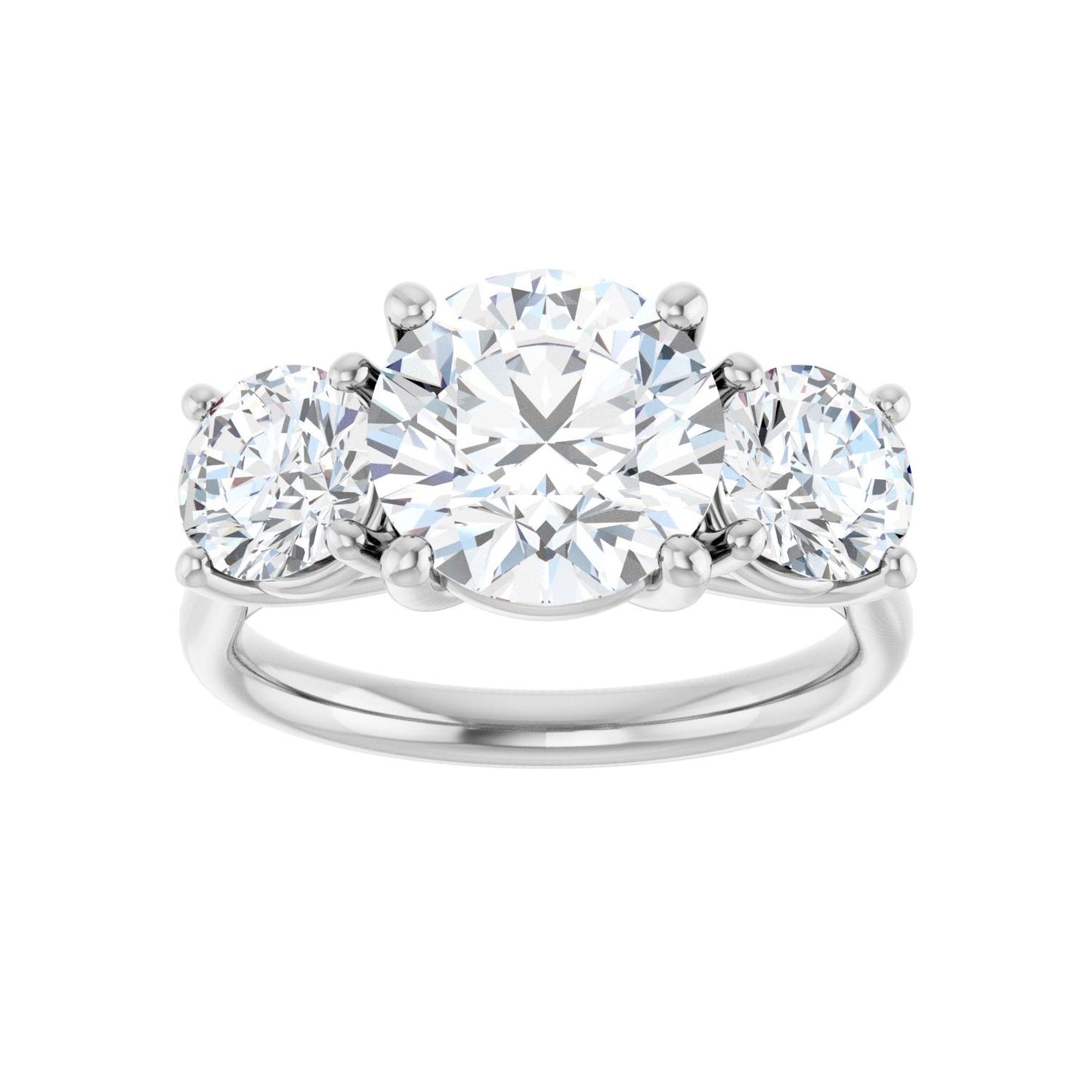 Round Three-Stone Engagement Ring | Metal Type=14K White Gold | Center Stone Size=2.5 CT | Image 3