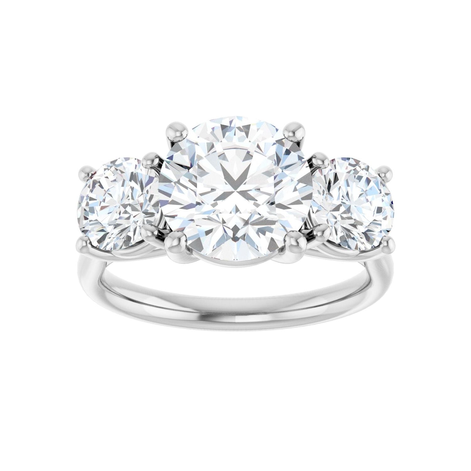 Round Three-Stone Engagement Ring | Metal Type=14K White Gold | Center Stone Size=2.5 CT | Image 3