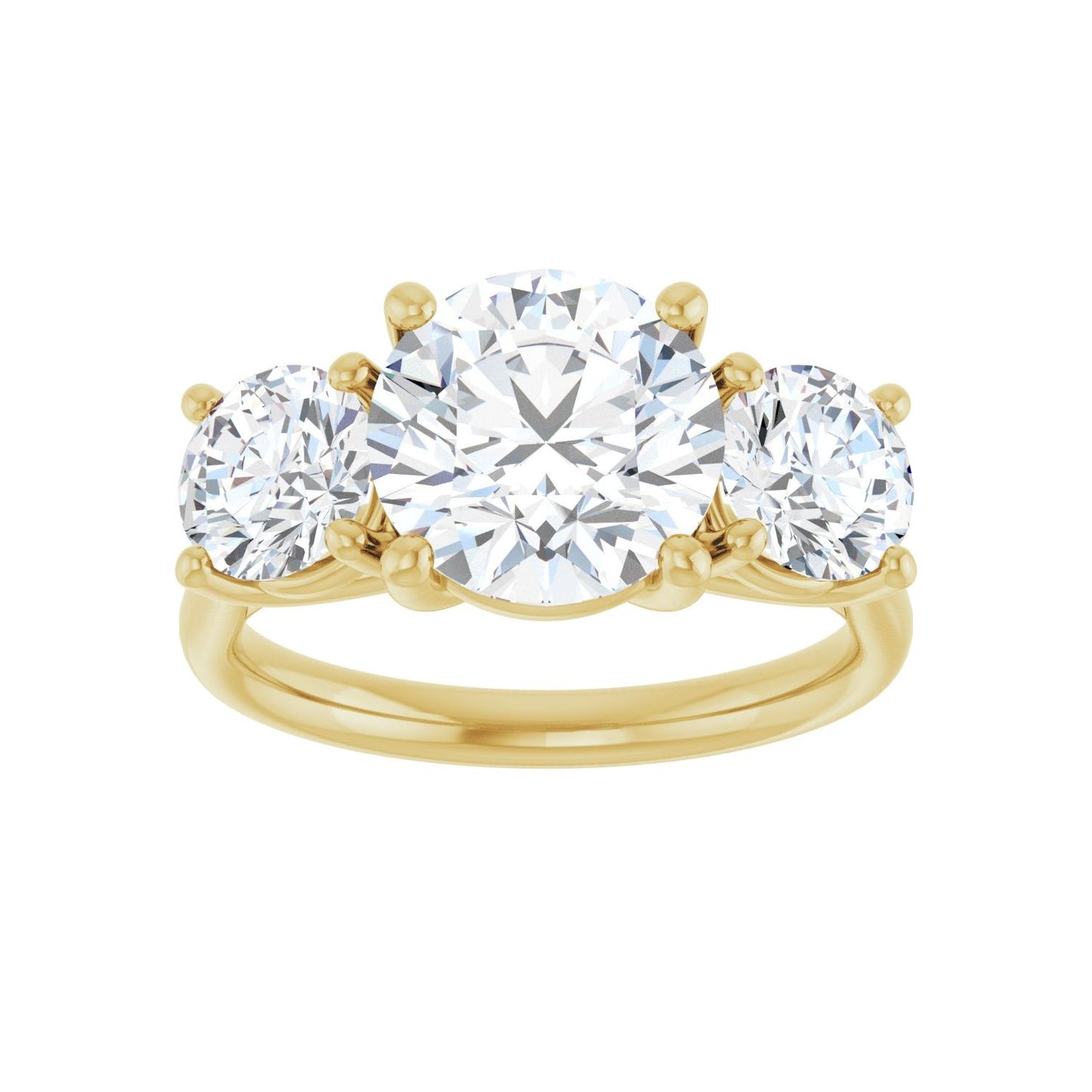 Round Three-Stone Engagement Ring | Metal Type=14K Yellow Gold | Center Stone Size=2.5 CT | Image 3
