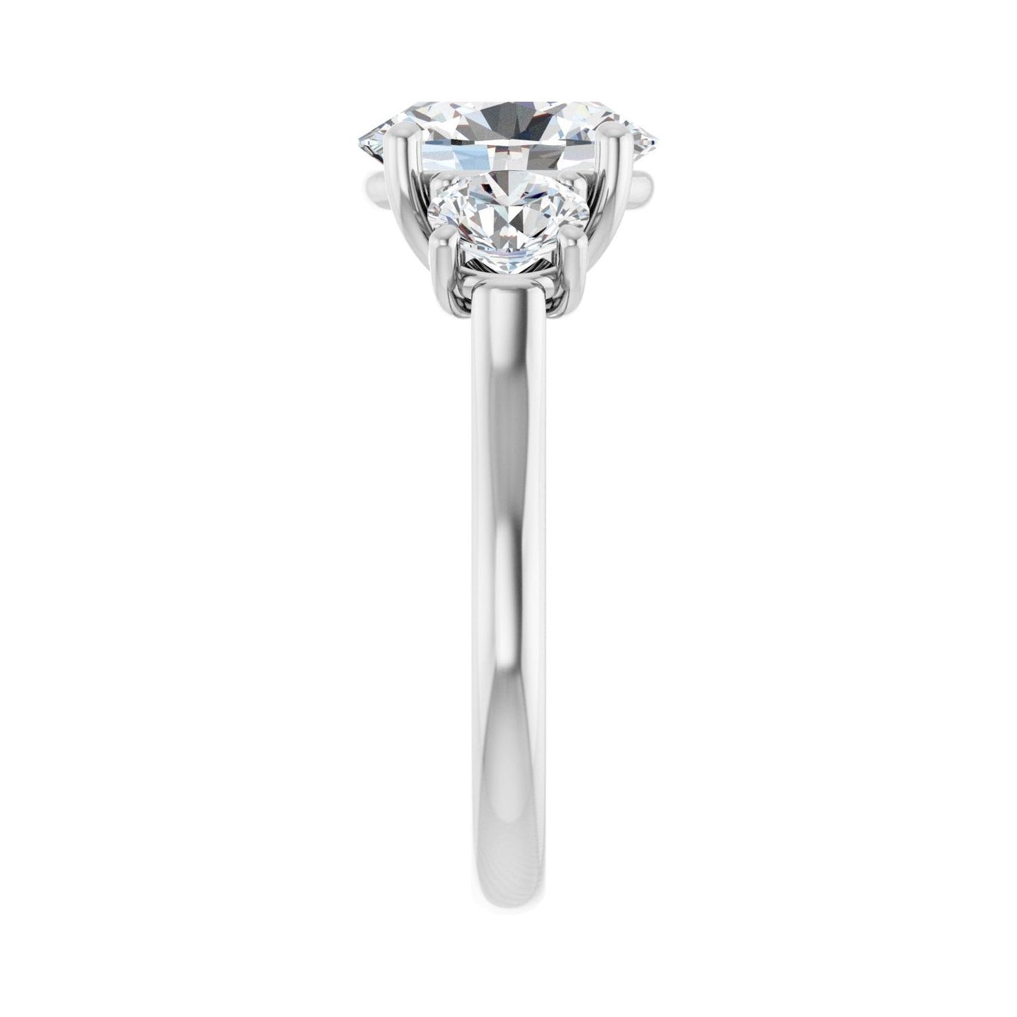 Oval Three-Stone Engagement Ring | Metal Type=14K White Gold | Center Stone Size=2.5 CT | Image 4