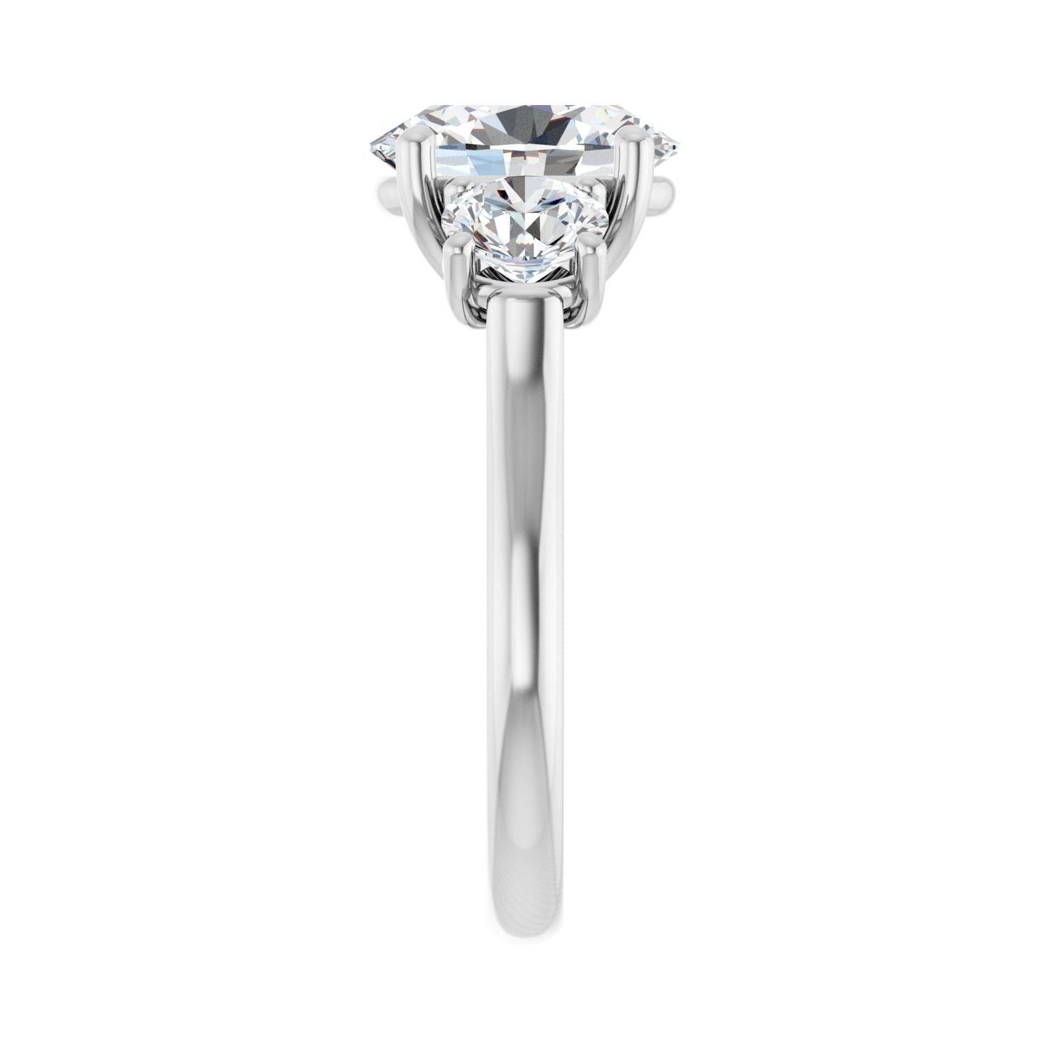Oval Three-Stone Engagement Ring | Metal Type=14K White Gold | Center Stone Size=2.5 CT | Image 4