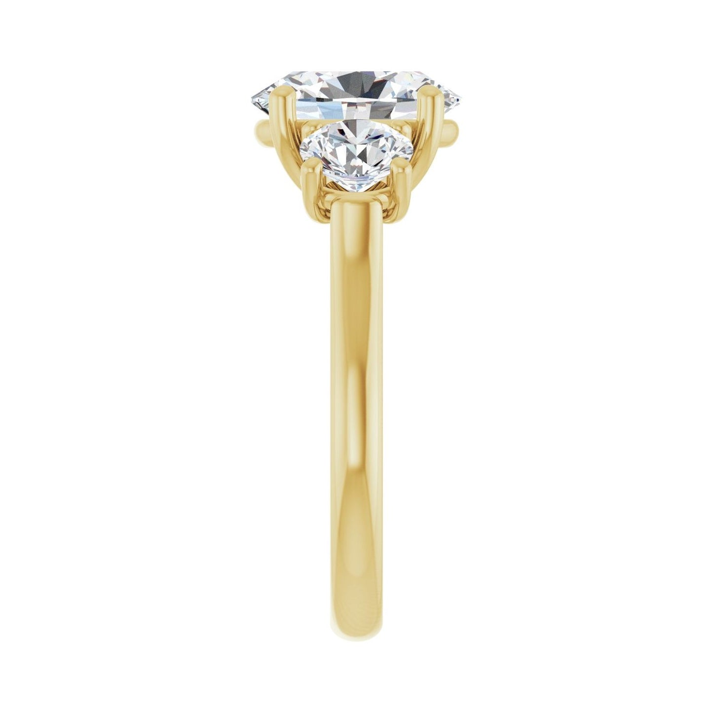Oval Three-Stone Engagement Ring | Metal Type=14K Yellow Gold | Center Stone Size=2.5 CT | Image 4