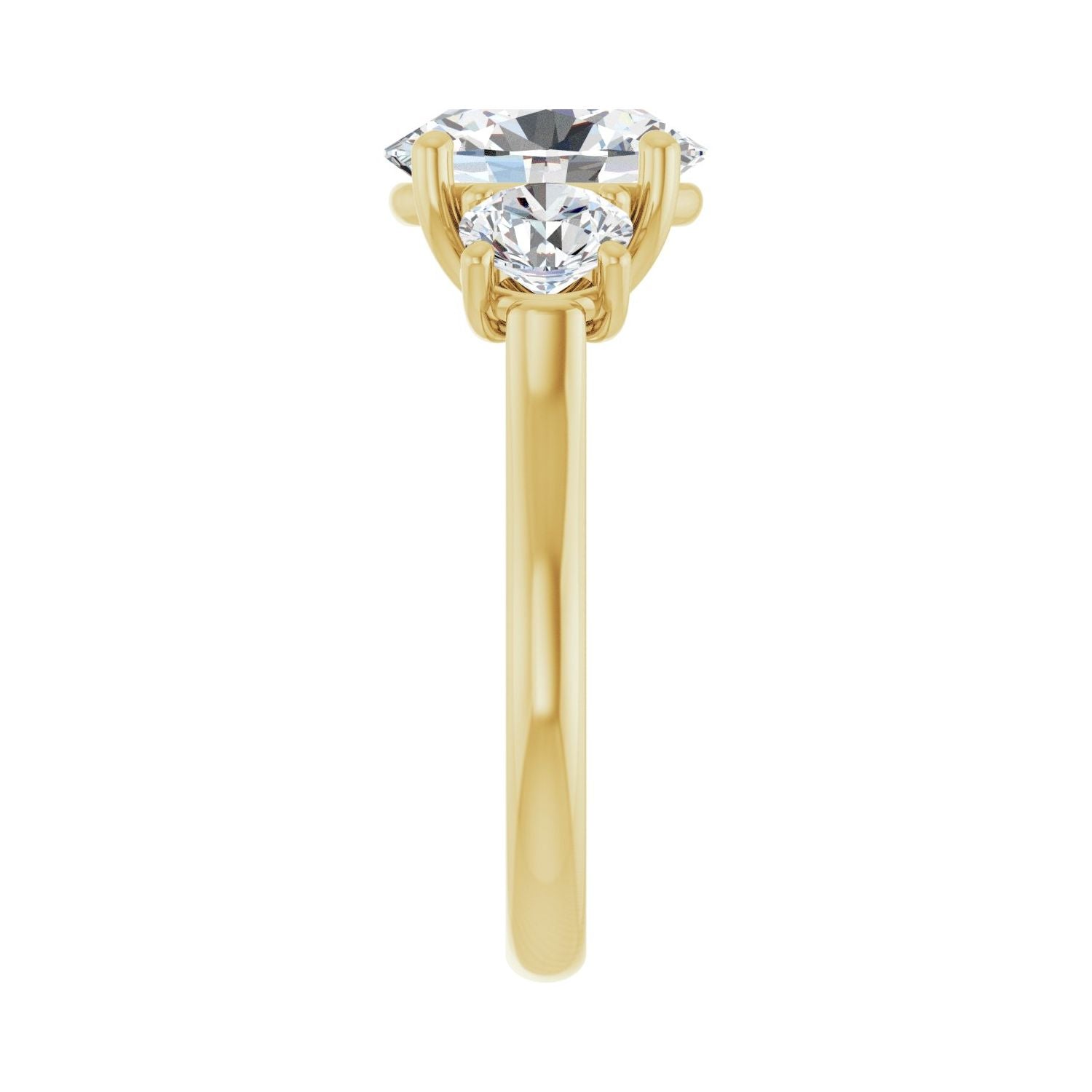 Oval Three-Stone Engagement Ring | Metal Type=14K Yellow Gold | Center Stone Size=2.5 CT | Image 4
