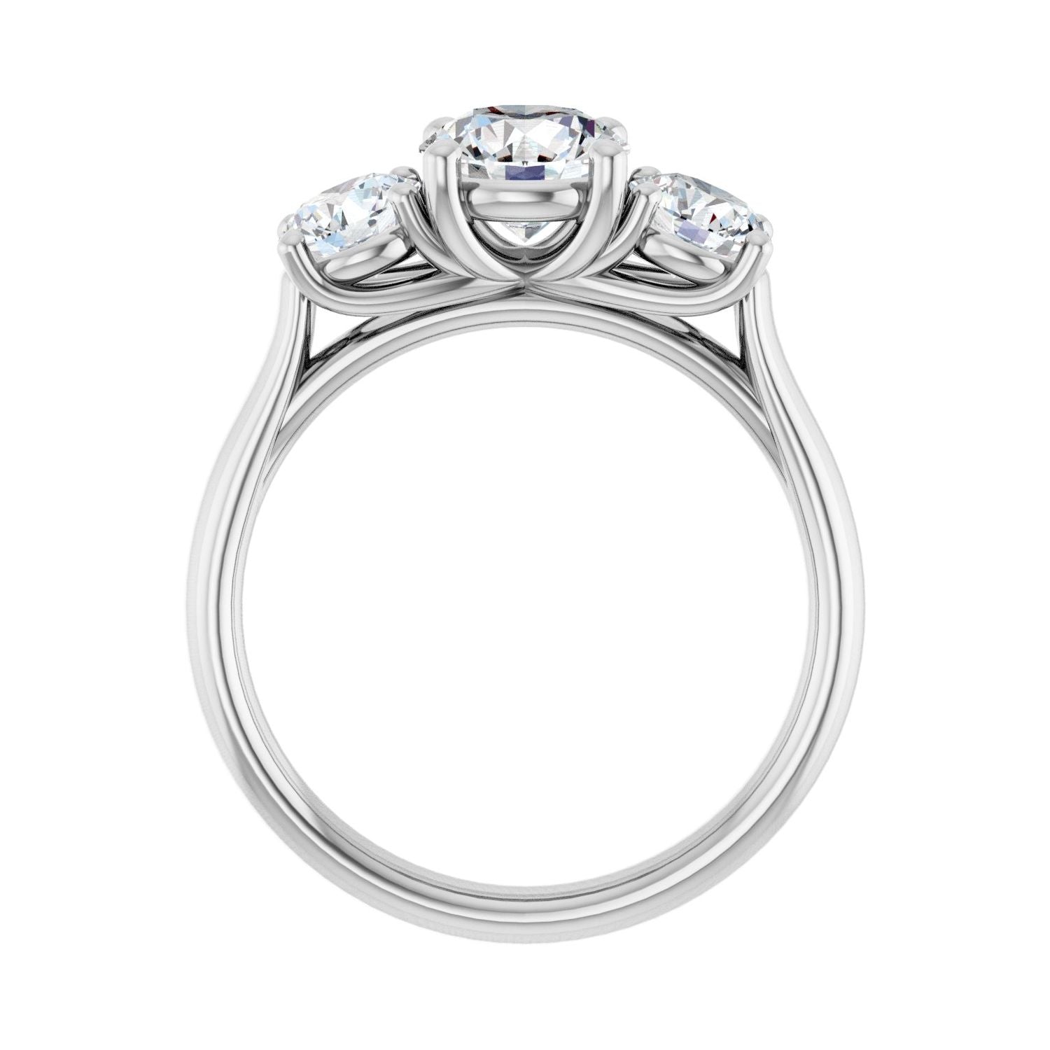 Round Three-Stone Engagement Ring | Metal Type=14K White Gold | Center Stone Size=1 CT | Image 2