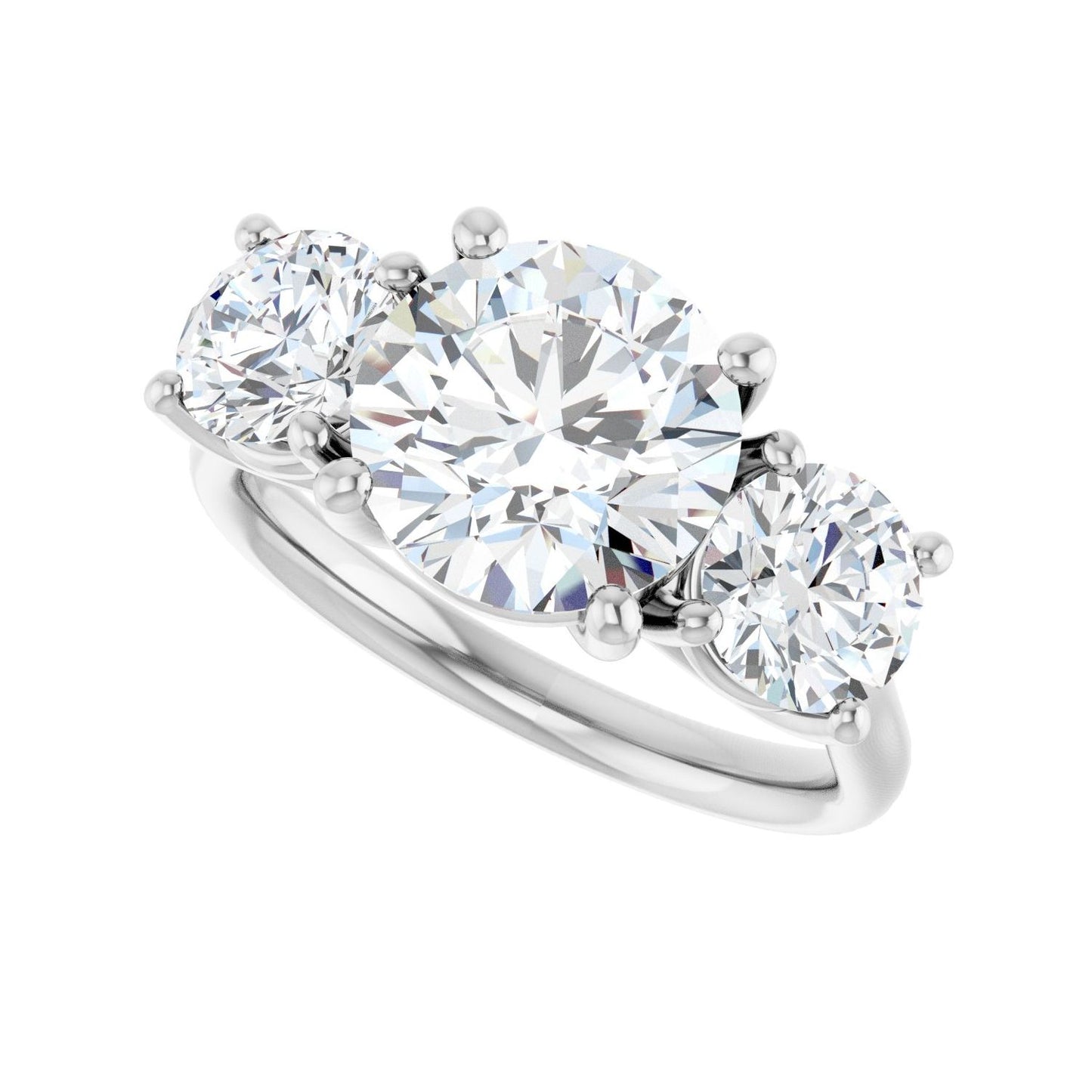 Round Three-Stone Engagement Ring | Metal Type=14K White Gold | Center Stone Size=2.5 CT | Image 5