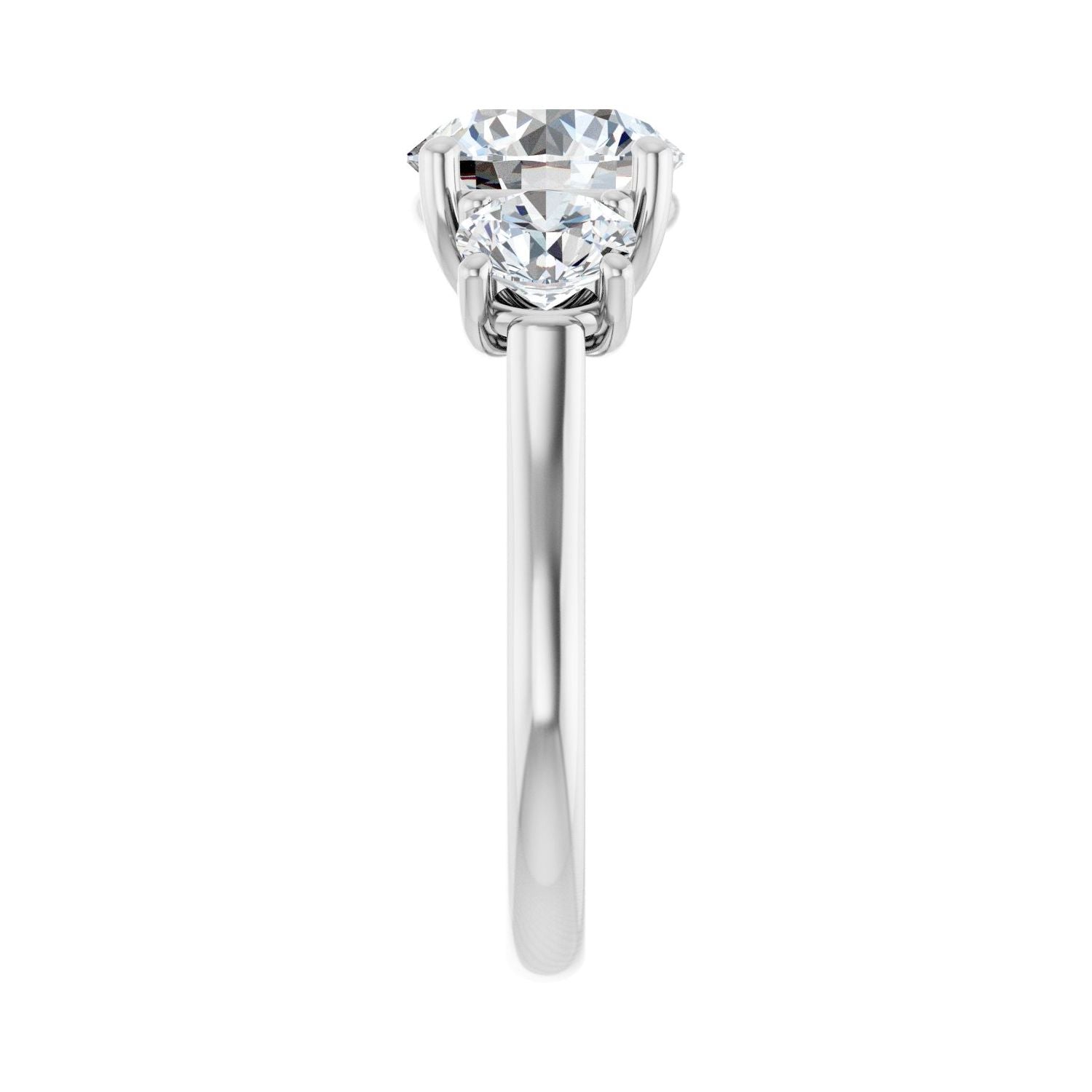 Round Three-Stone Engagement Ring | Metal Type=14K White Gold | Center Stone Size=2.5 CT | Image 4