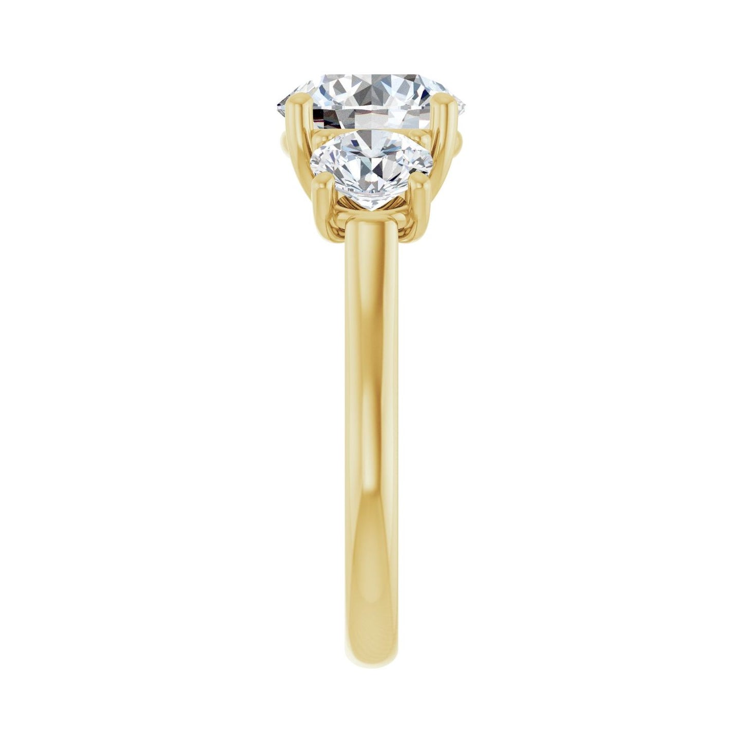 Round Three-Stone Engagement Ring | Metal Type=14K Yellow Gold | Center Stone Size=2.5 CT | Image 4