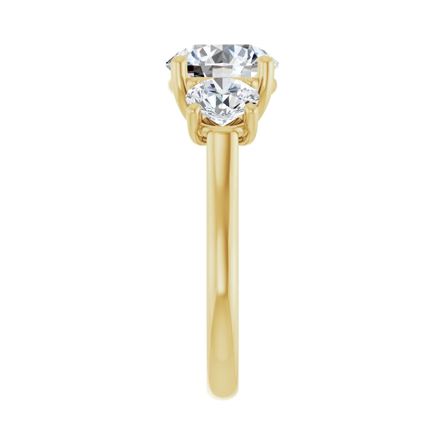 Round Three-Stone Engagement Ring | Metal Type=14K Yellow Gold | Center Stone Size=2.5 CT | Image 4