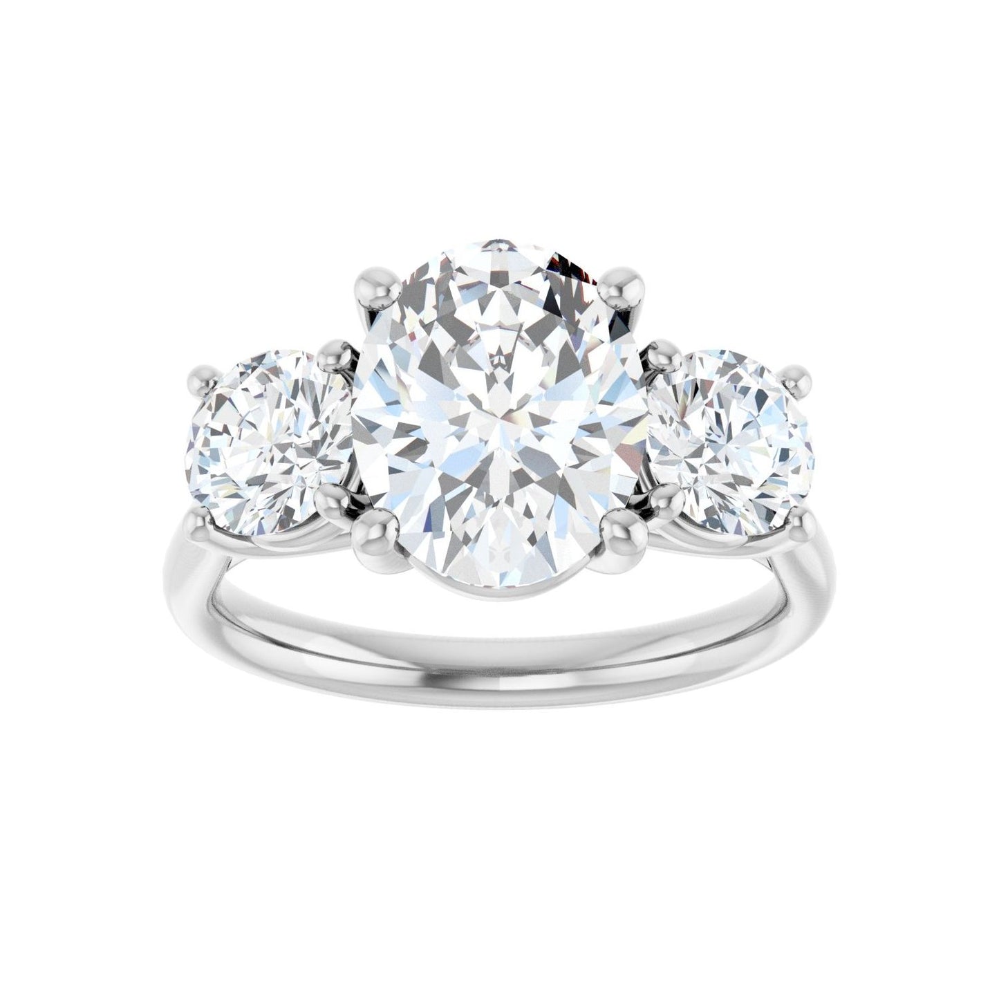 Oval Three-Stone Engagement Ring | Metal Type=14K White Gold | Center Stone Size=2.5 CT | Image 3