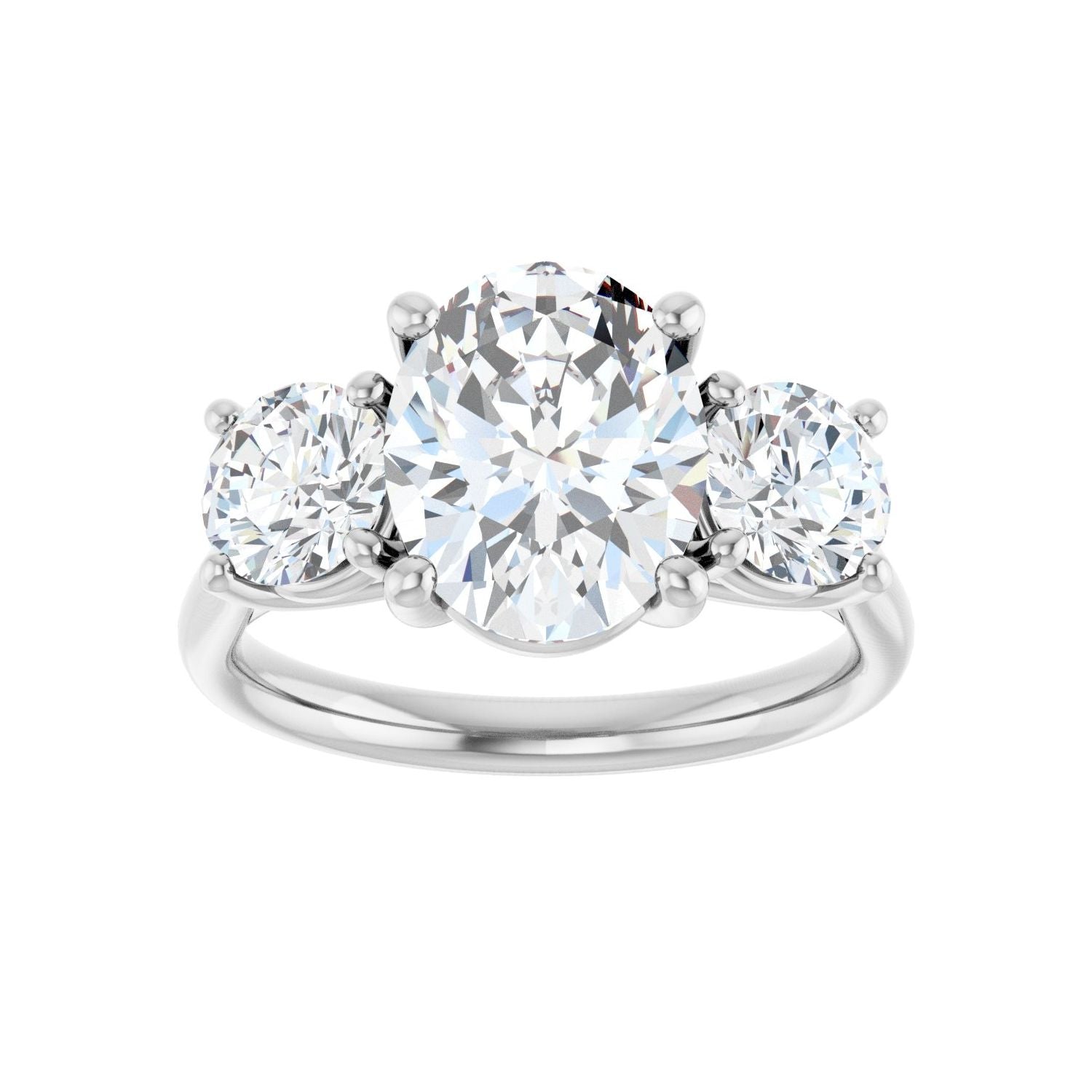 Oval Three-Stone Engagement Ring | Metal Type=14K White Gold | Center Stone Size=2.5 CT | Image 3