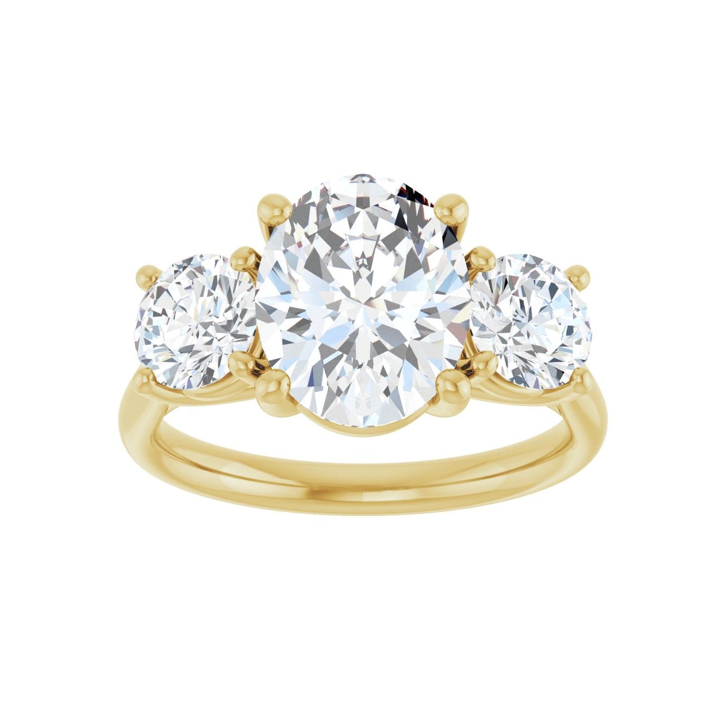 Oval Three-Stone Engagement Ring | Metal Type=14K Yellow Gold | Center Stone Size=2.5 CT | Image 3