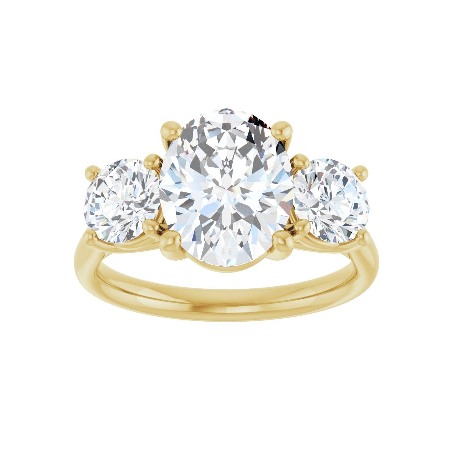 Oval Three-Stone Engagement Ring | Metal Type=14K Yellow Gold | Center Stone Size=2.5 CT | Image 3
