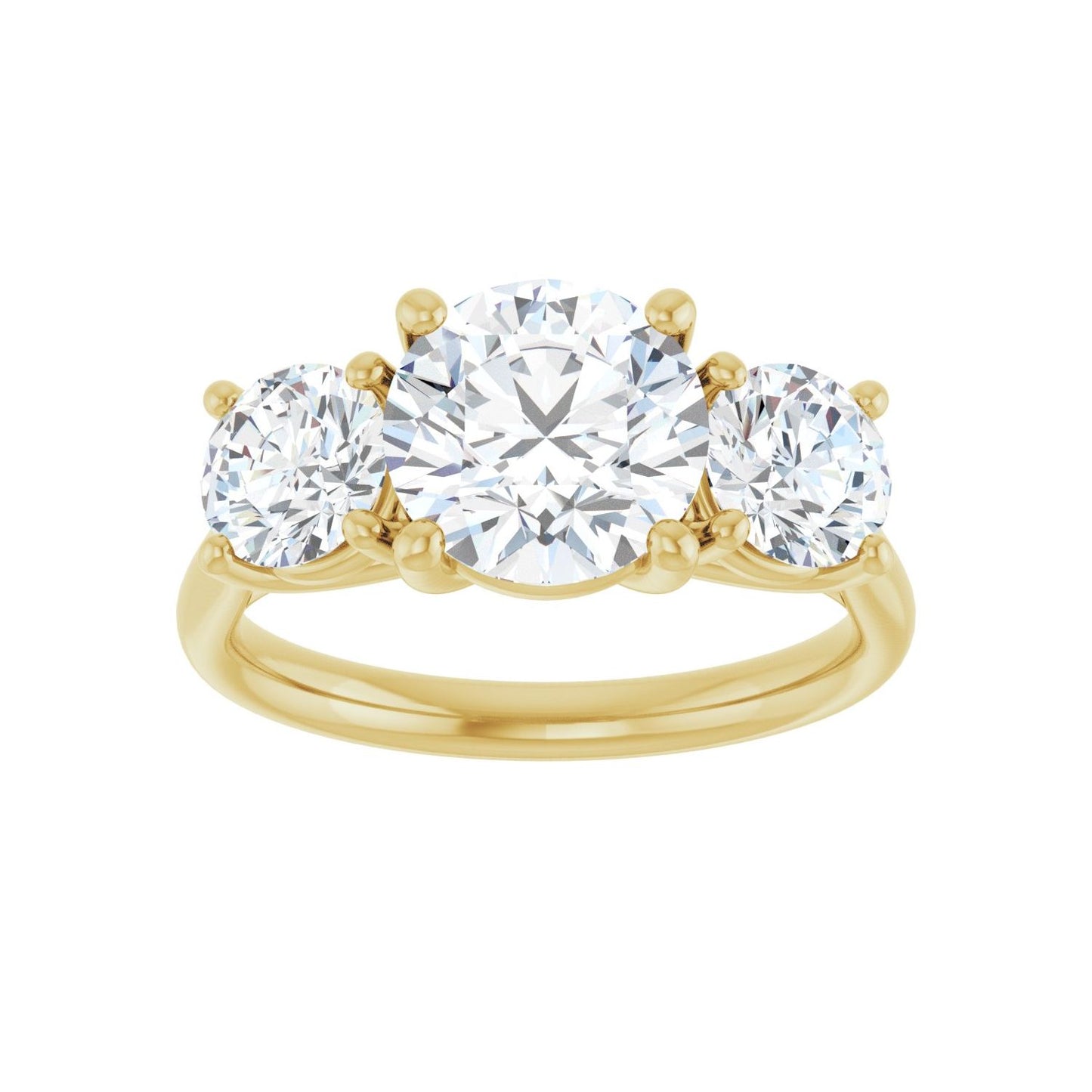 Round Three-Stone Engagement Ring | Metal Type=14K Yellow Gold | Center Stone Size=2 CT | Image 3