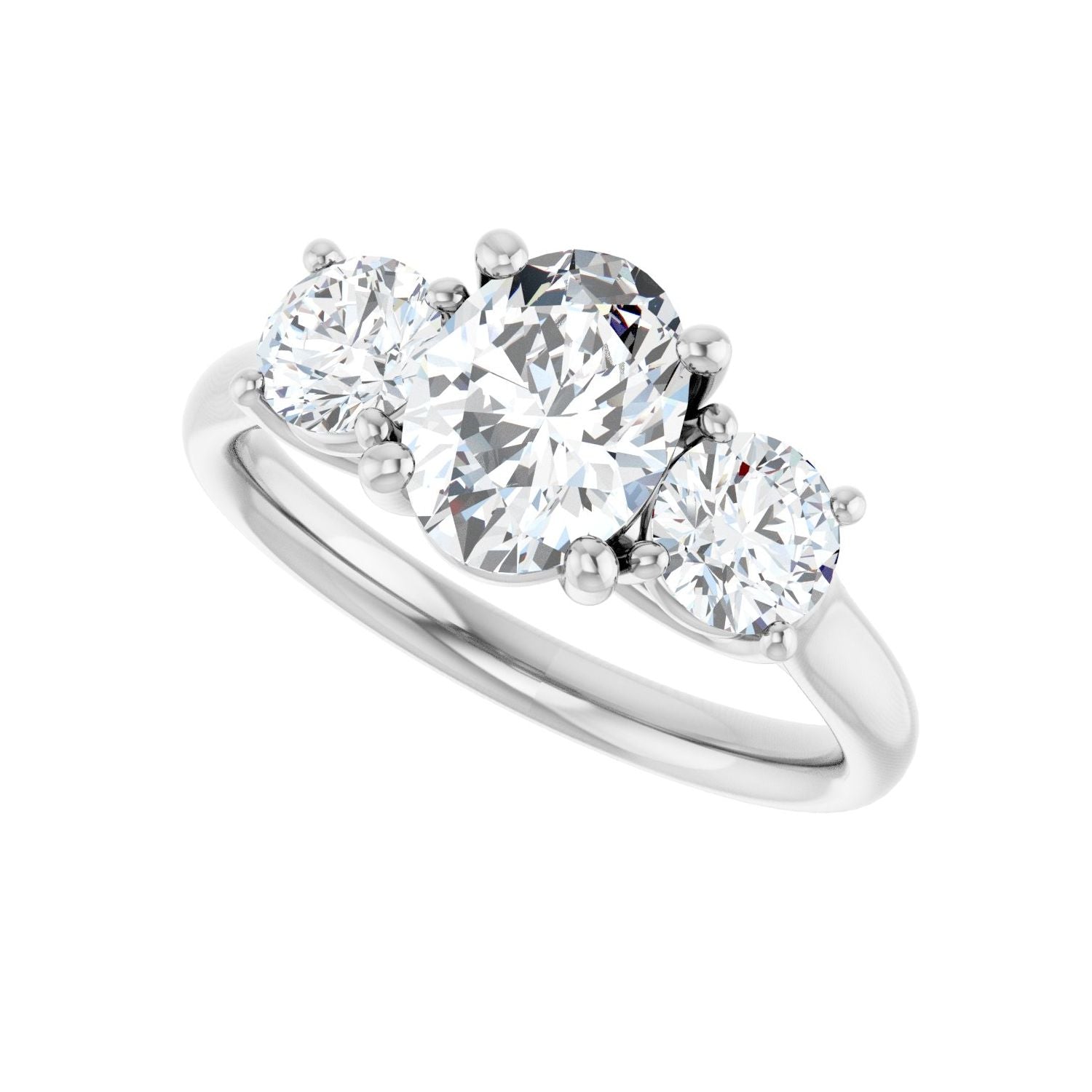 Oval Three-Stone Engagement Ring | Metal Type=14K White Gold | Center Stone Size=1.5 CT | Image 5