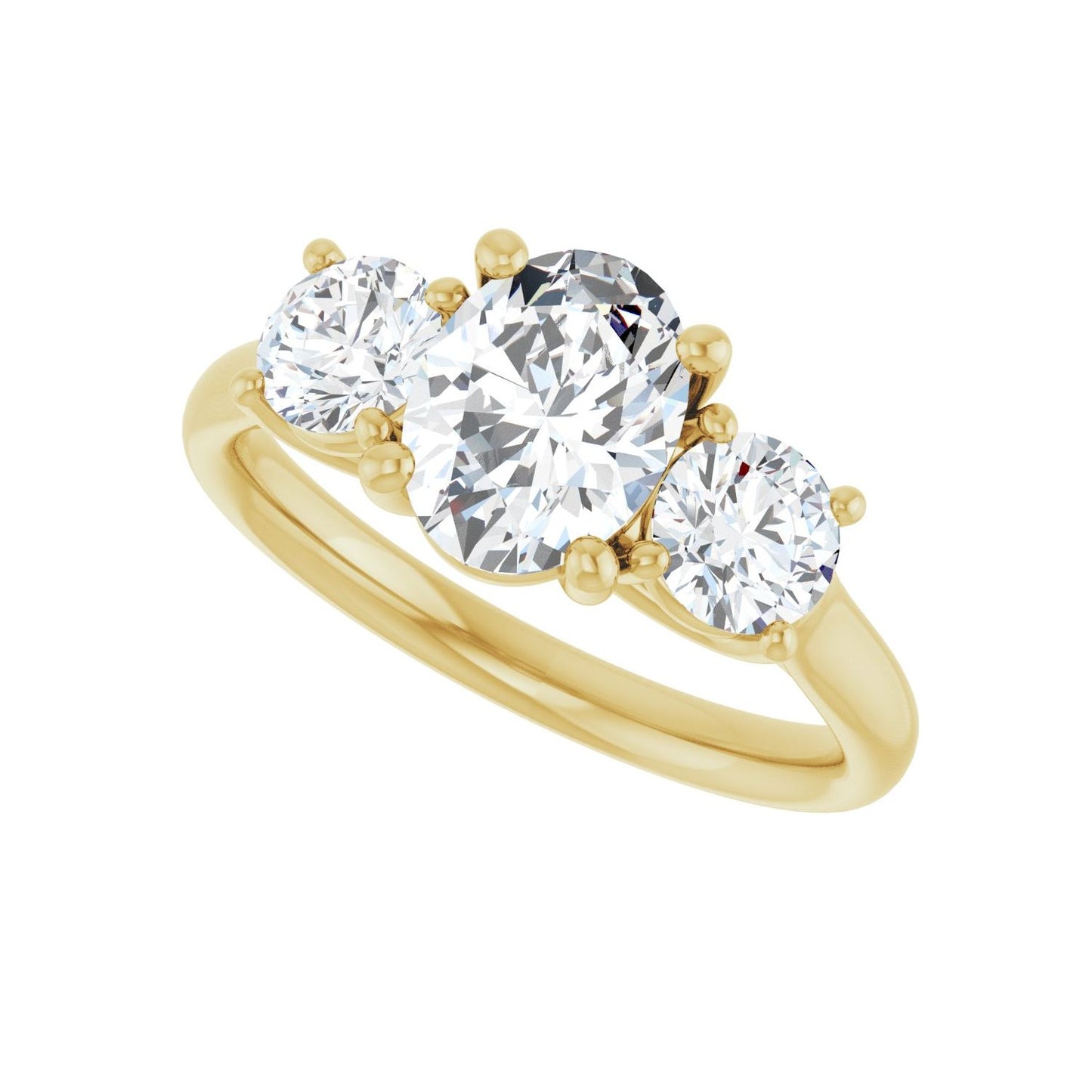Oval Three-Stone Engagement Ring | Metal Type=14K Yellow Gold | Center Stone Size=1.5 CT | Image 5