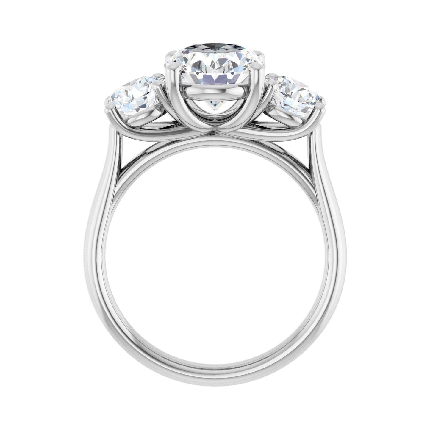 Oval Three-Stone Engagement Ring | Metal Type=14K White Gold | Center Stone Size=2.5 CT | Image 2