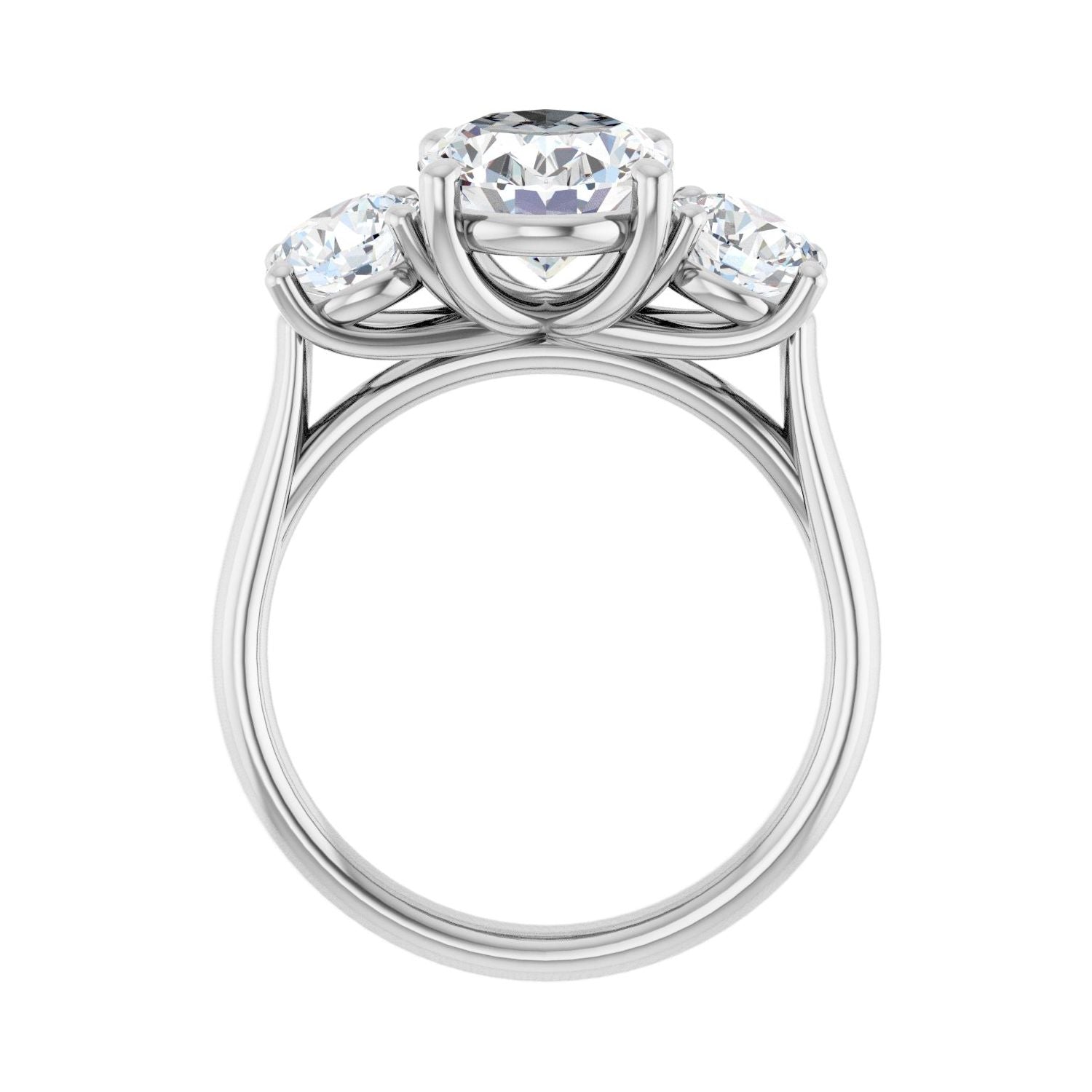 Oval Three-Stone Engagement Ring | Metal Type=14K White Gold | Center Stone Size=2.5 CT | Image 2